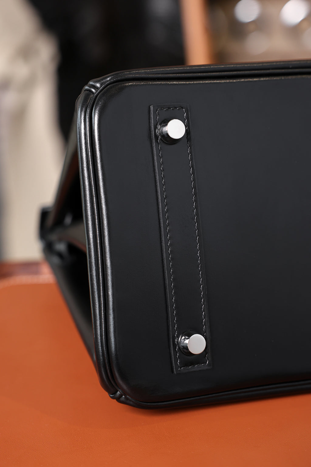 Birkin- All Handmade Golden / Sliver Noir box leather