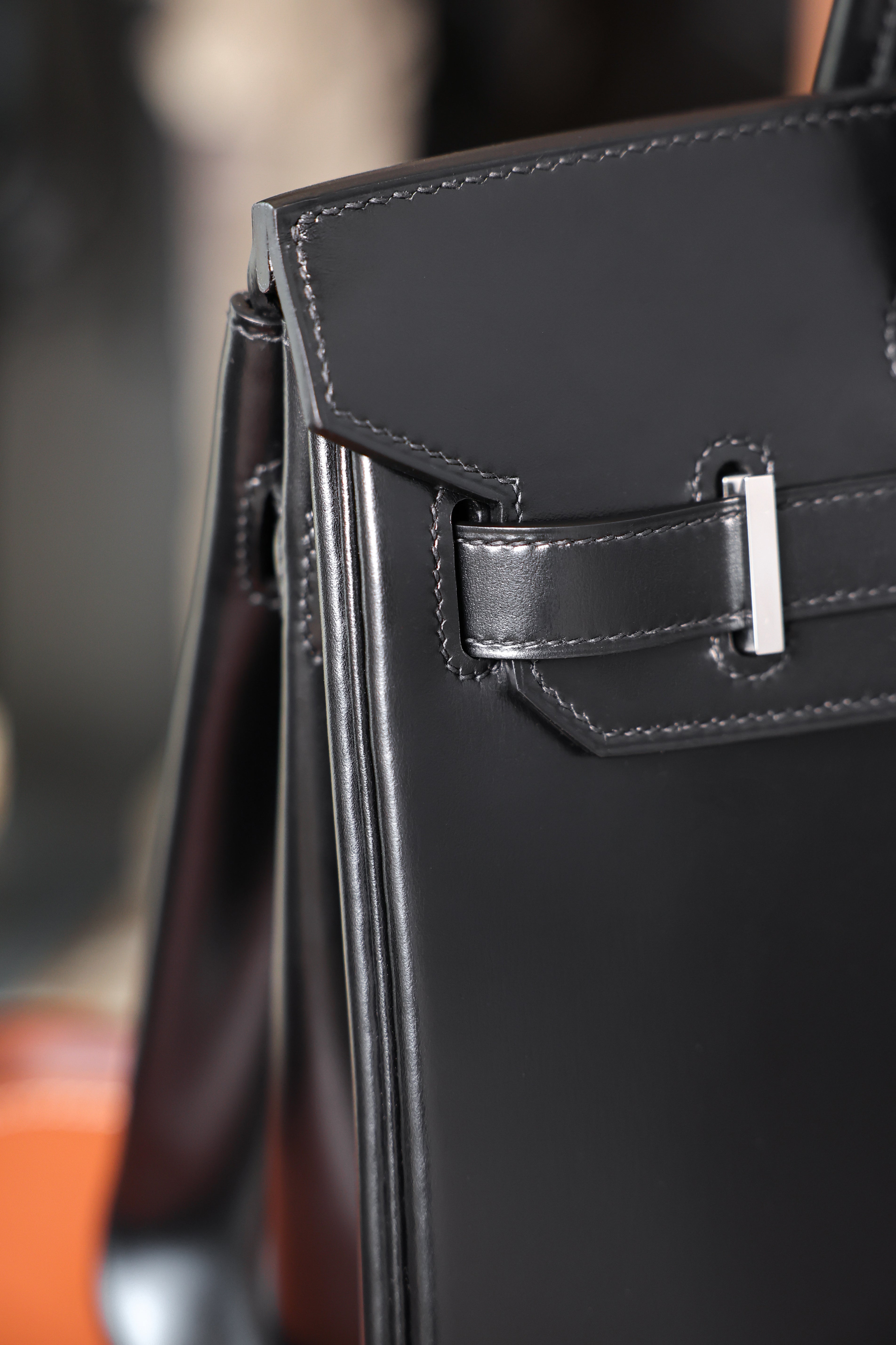 Birkin- All Handmade Golden / Sliver Noir box leather