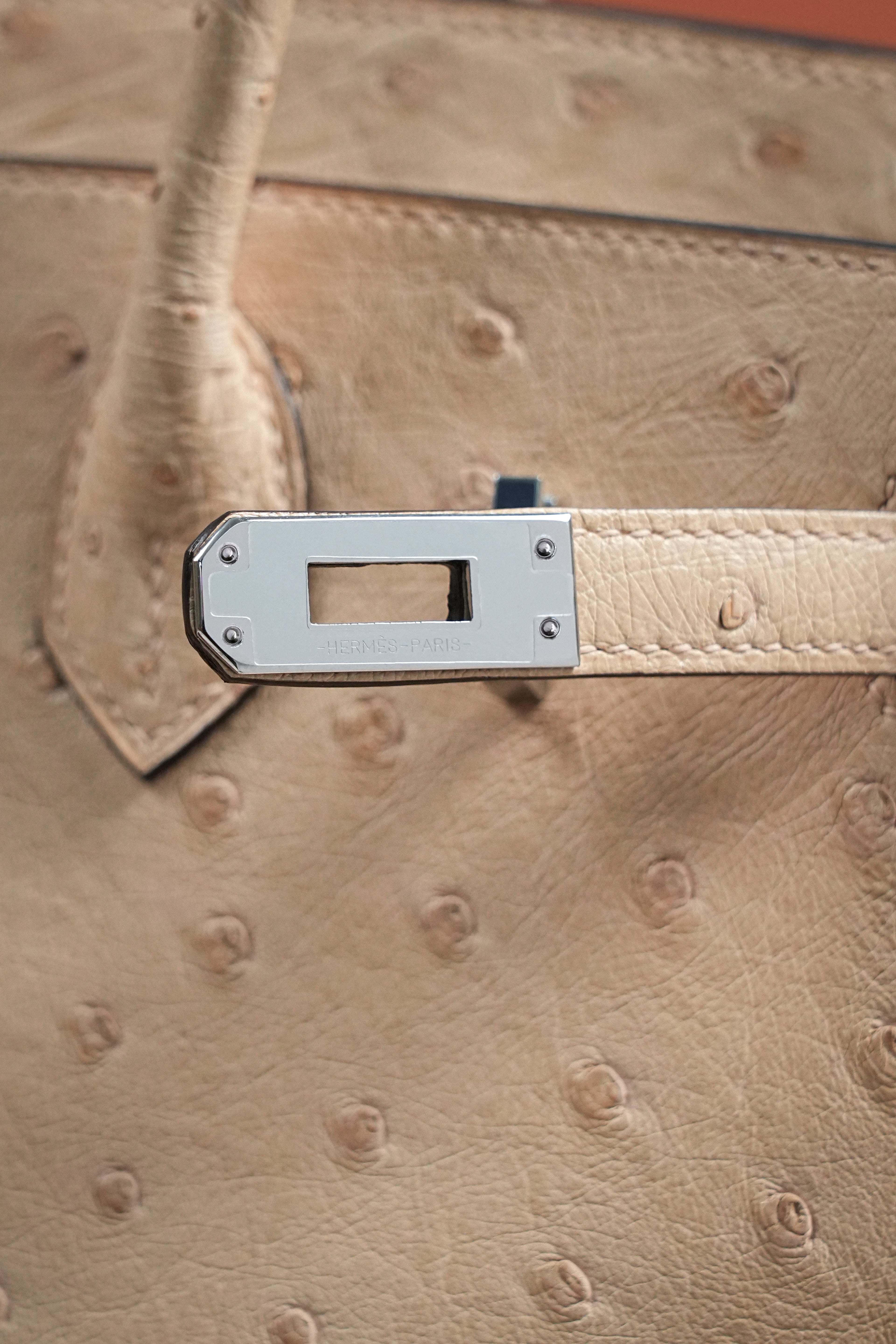 Birkin- All Handmade Golden / Sliver Chai  Ostrich leather