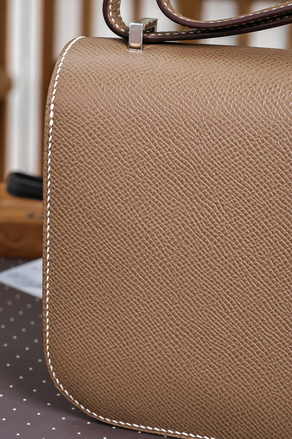 Constance- All Handmade Golden / Sliver Etoupe ep leather