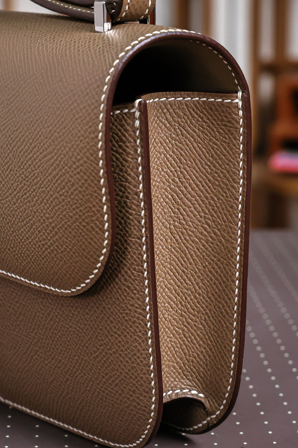 Constance- All Handmade Golden / Sliver Etoupe ep leather