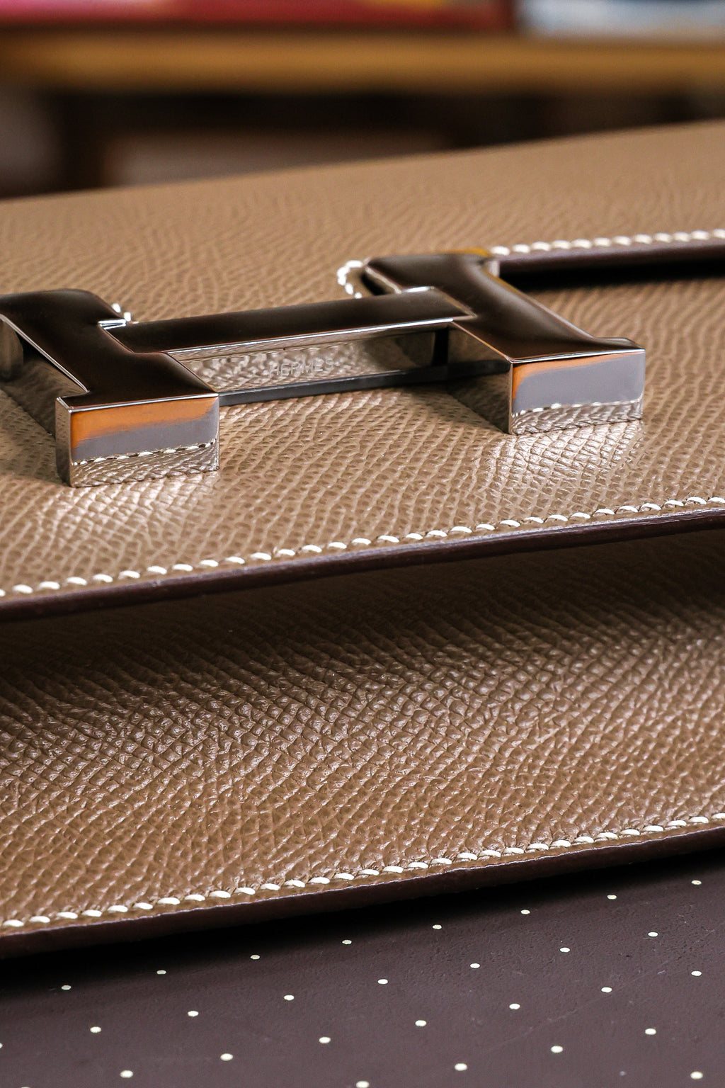 Constance- All Handmade Golden / Sliver Etoupe ep leather