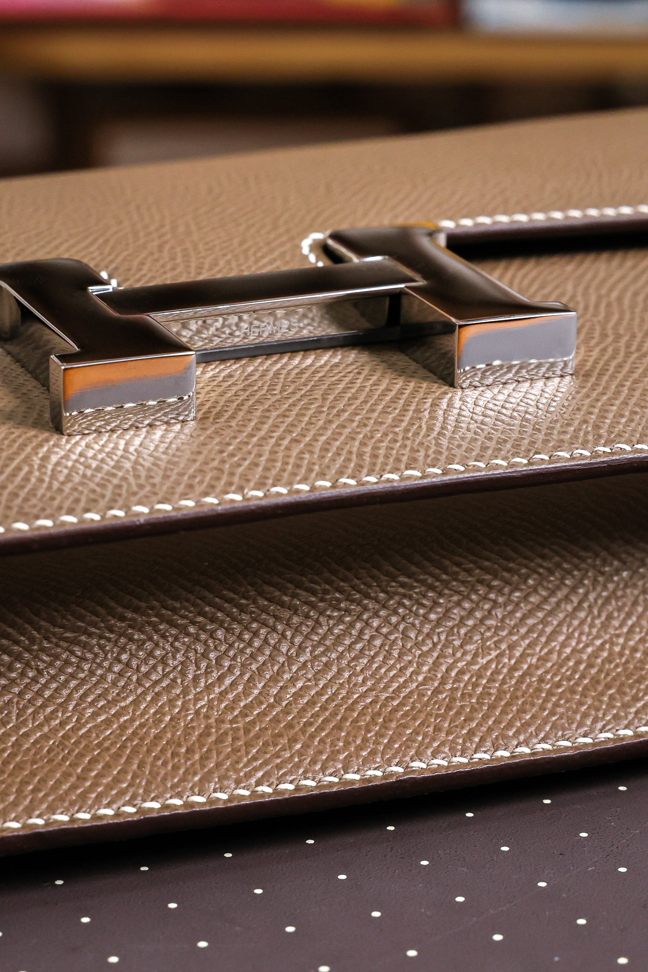 Constance- All Handmade Golden / Sliver Etoupe ep leather