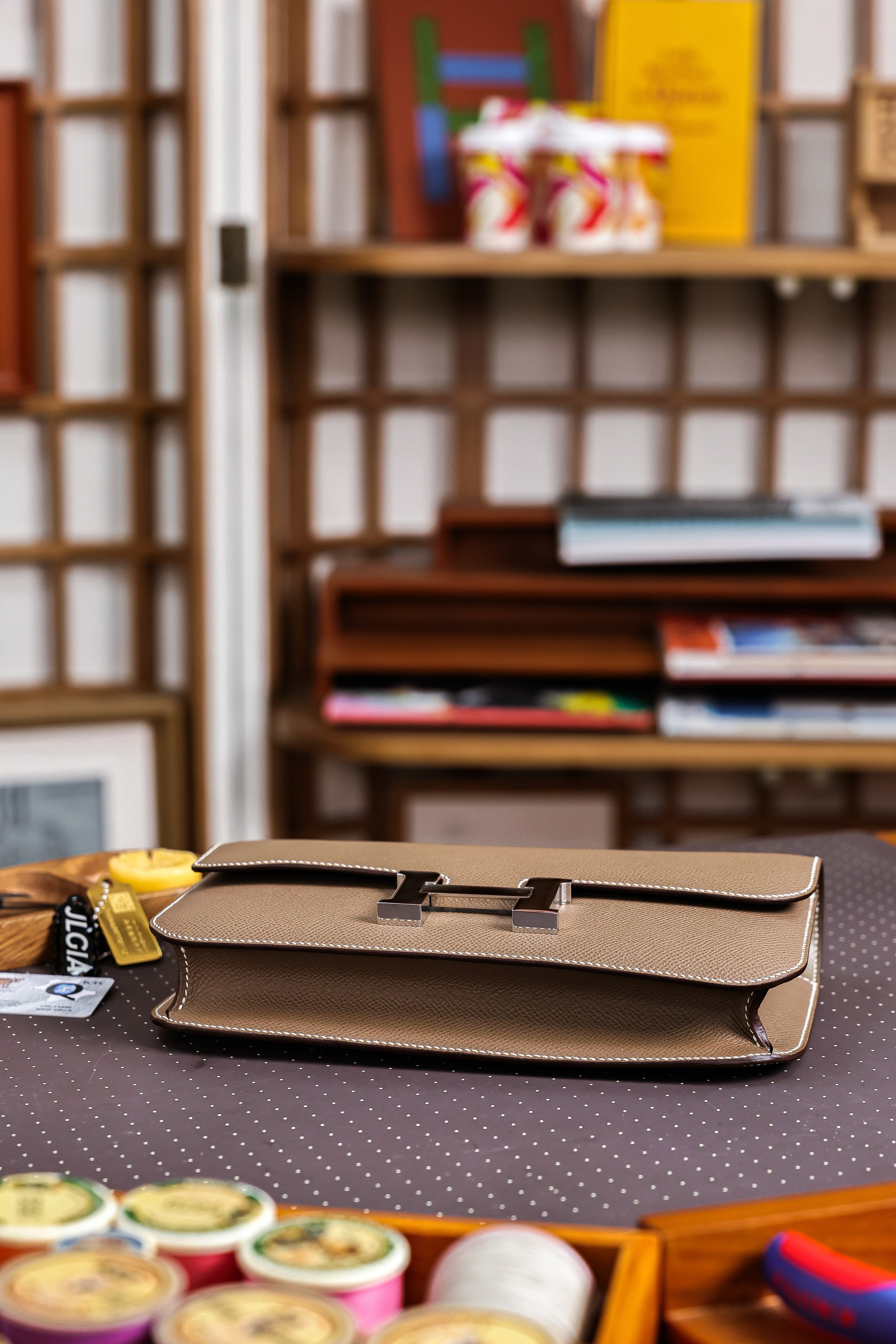 Constance- All Handmade Golden / Sliver Etoupe ep leather