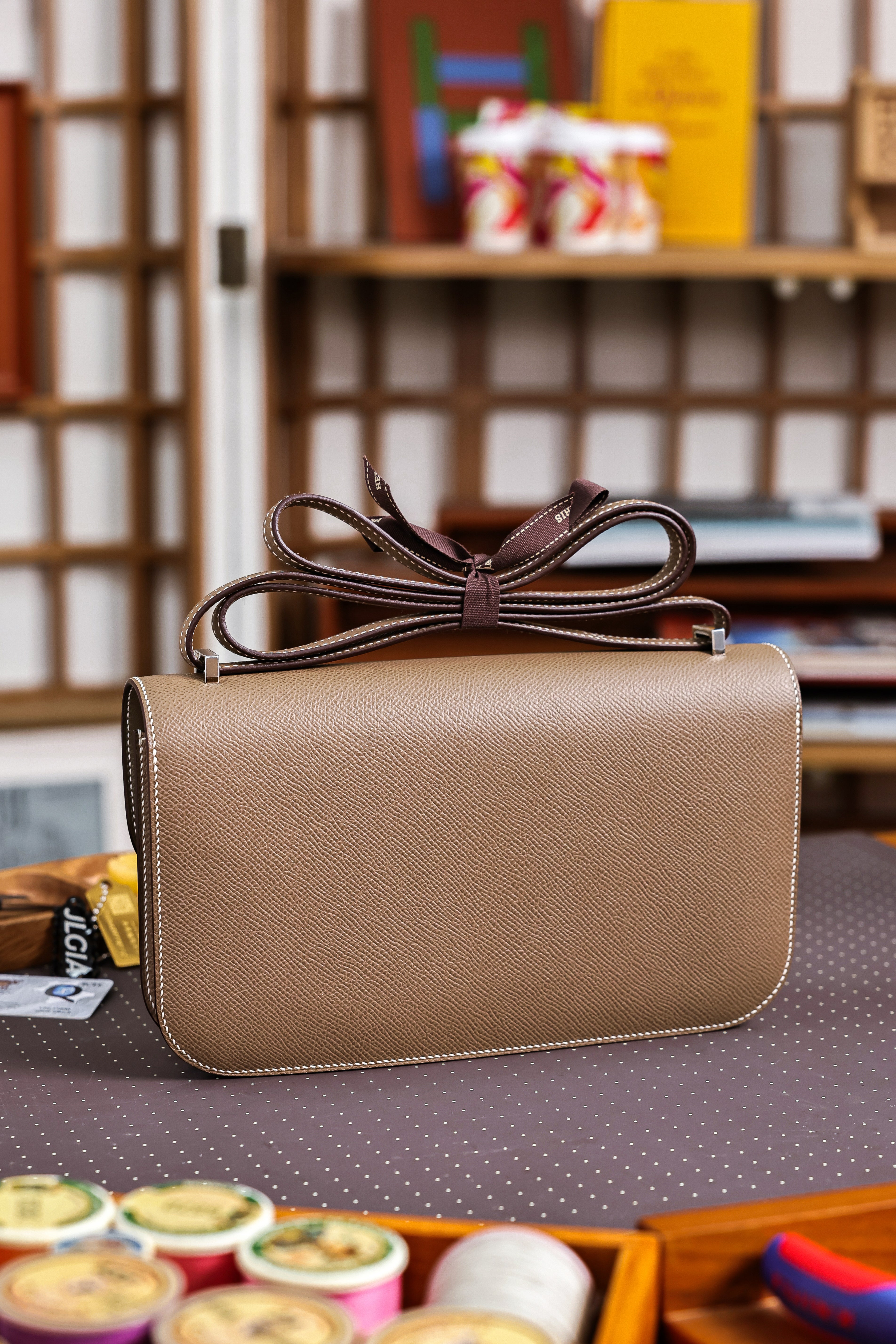 Constance- All Handmade Golden / Sliver Etoupe ep leather