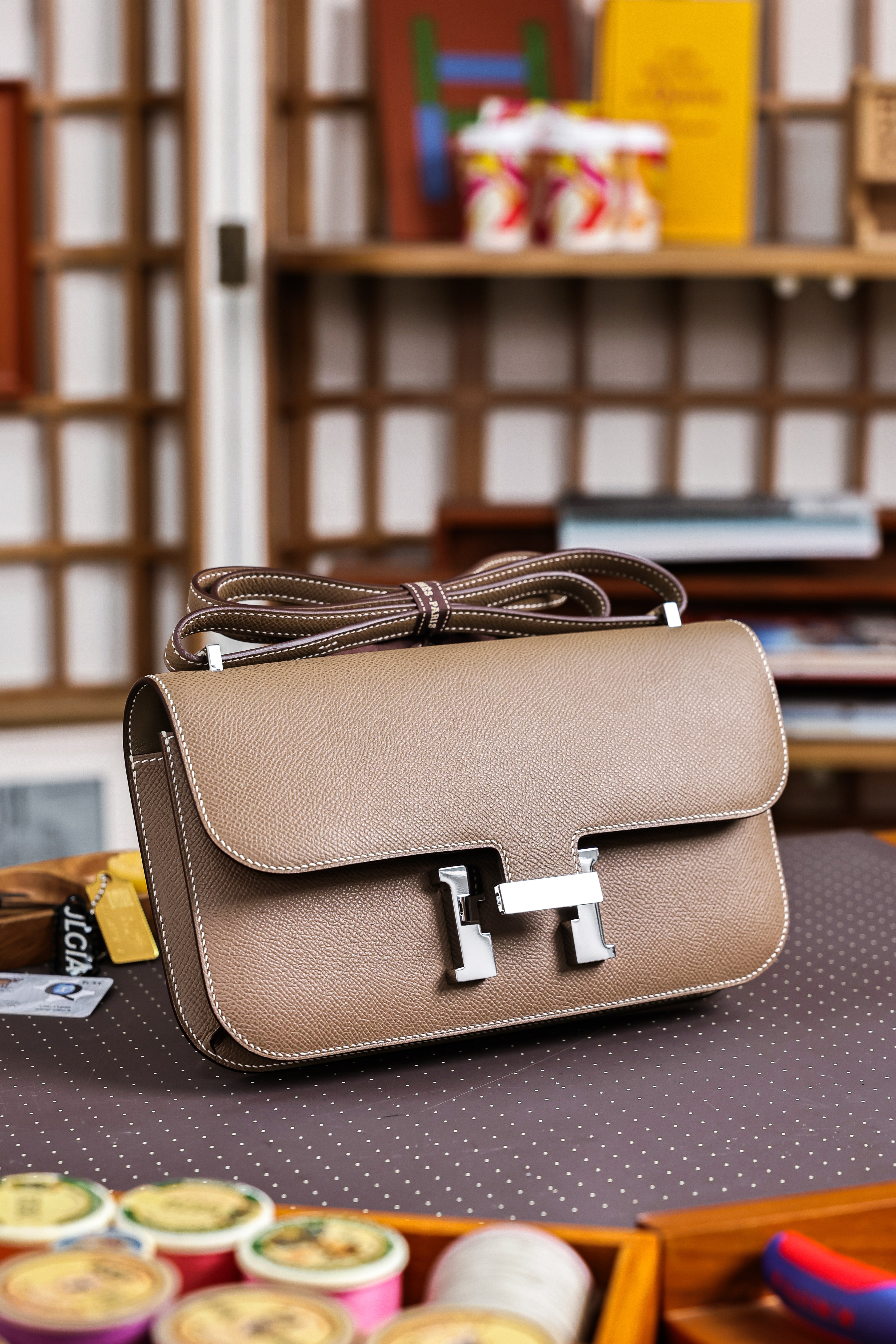 Constance- All Handmade Golden / Sliver Etoupe ep leather