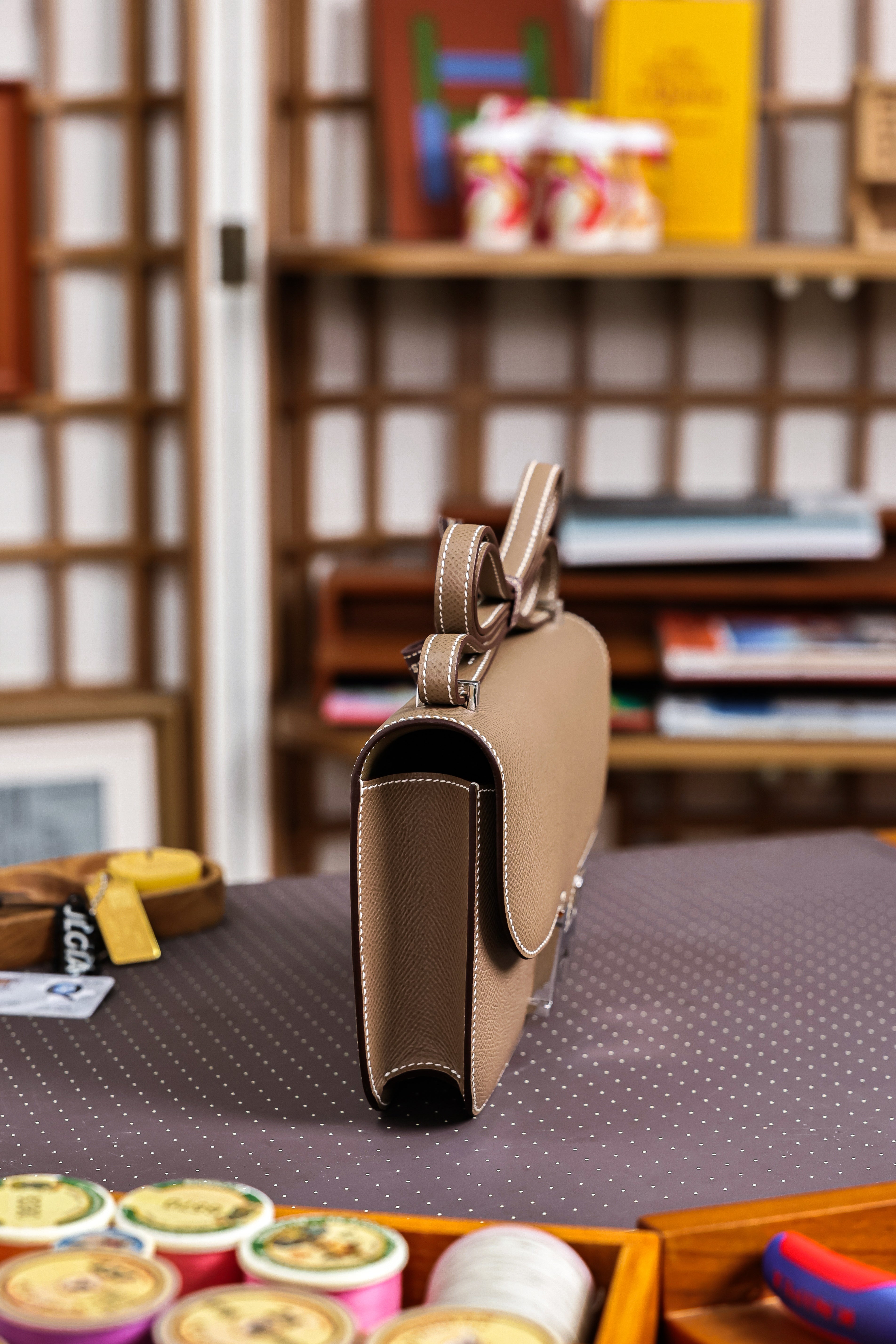 Constance- All Handmade Golden / Sliver Etoupe ep leather