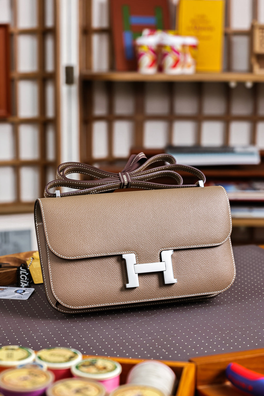 Constance- All Handmade Golden / Sliver Etoupe ep leather