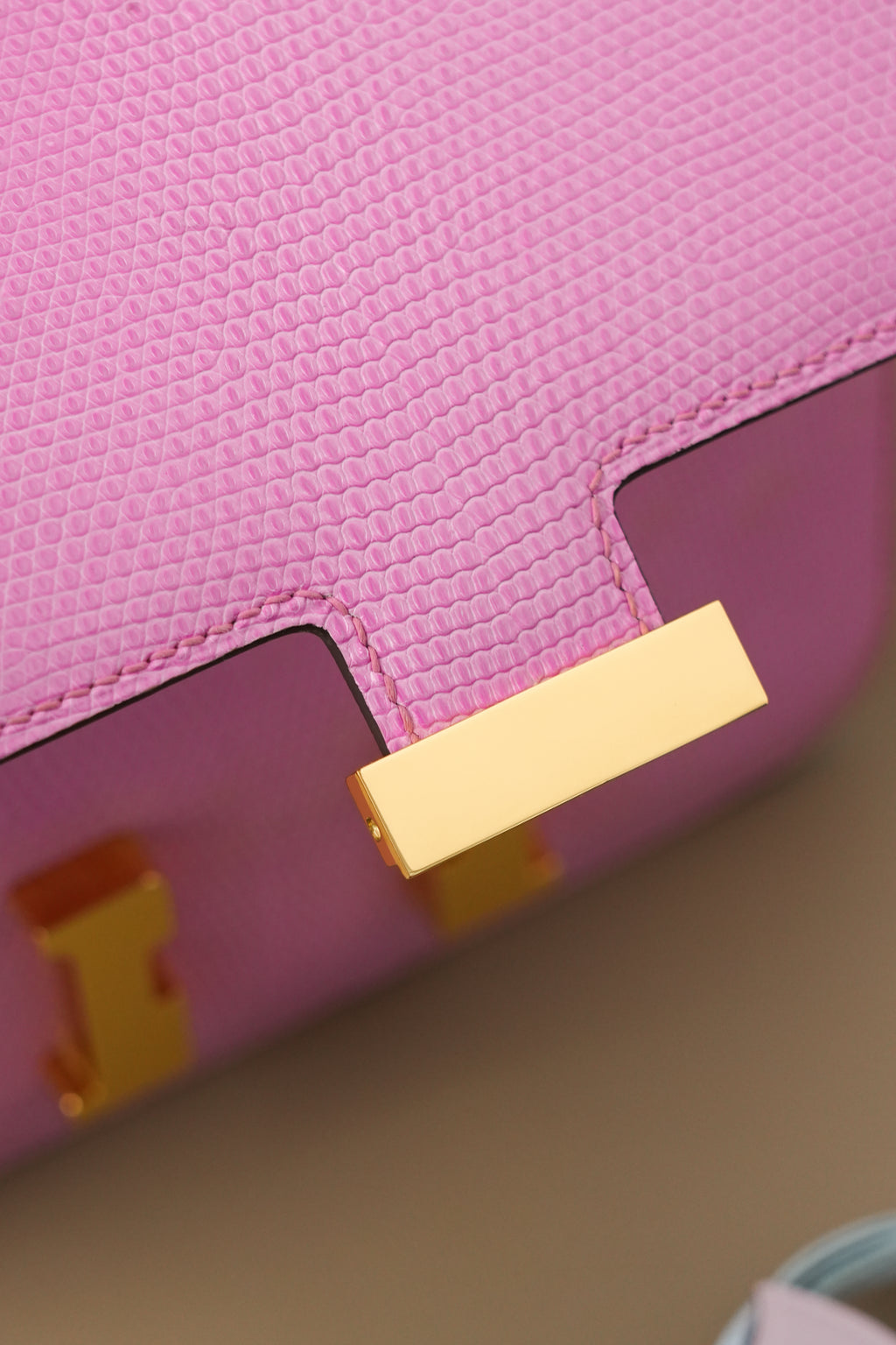 Constance- All Handmade Golden / Sliver Pink lizard leather