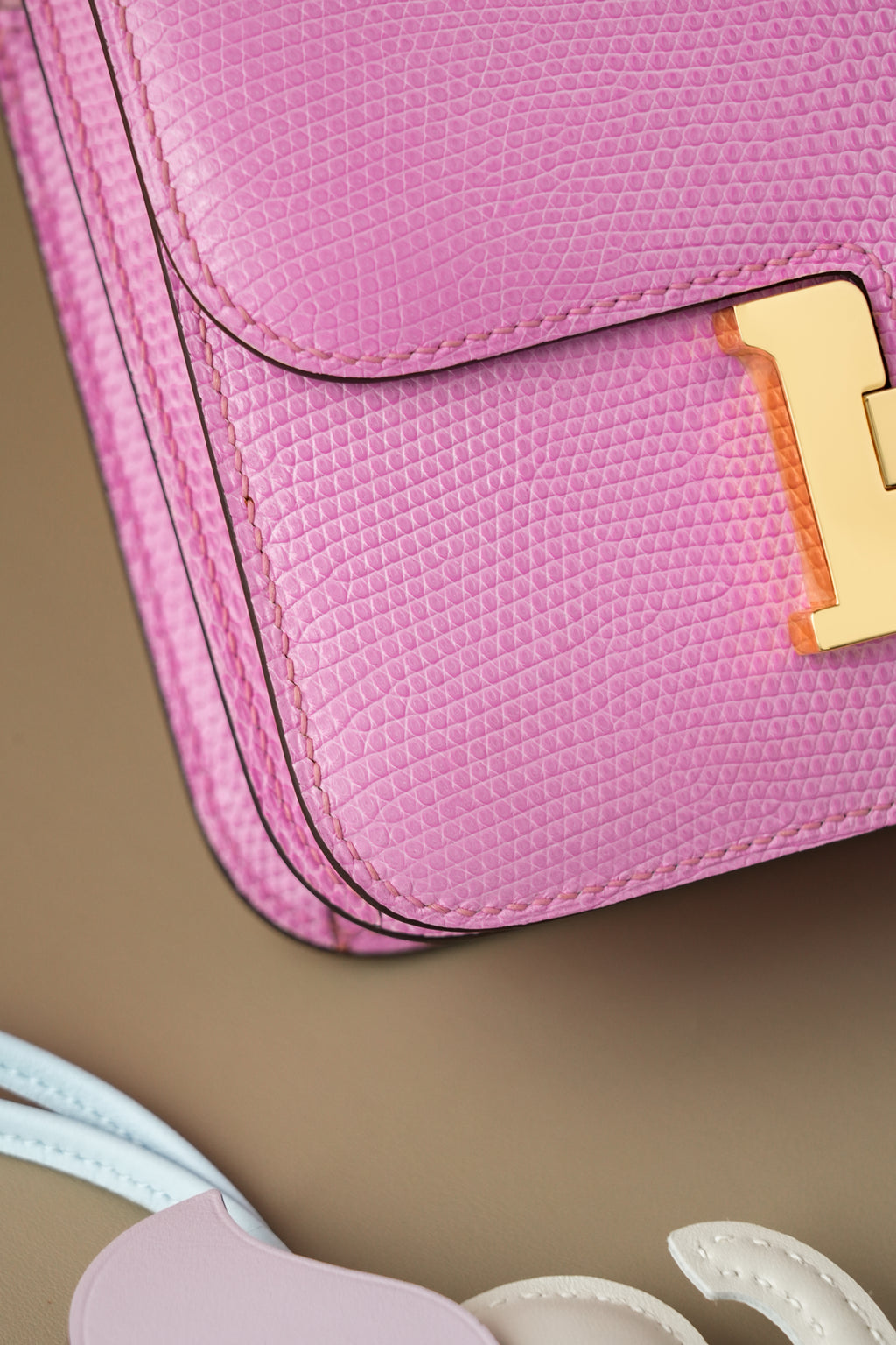 Constance- All Handmade Golden / Sliver Pink lizard leather