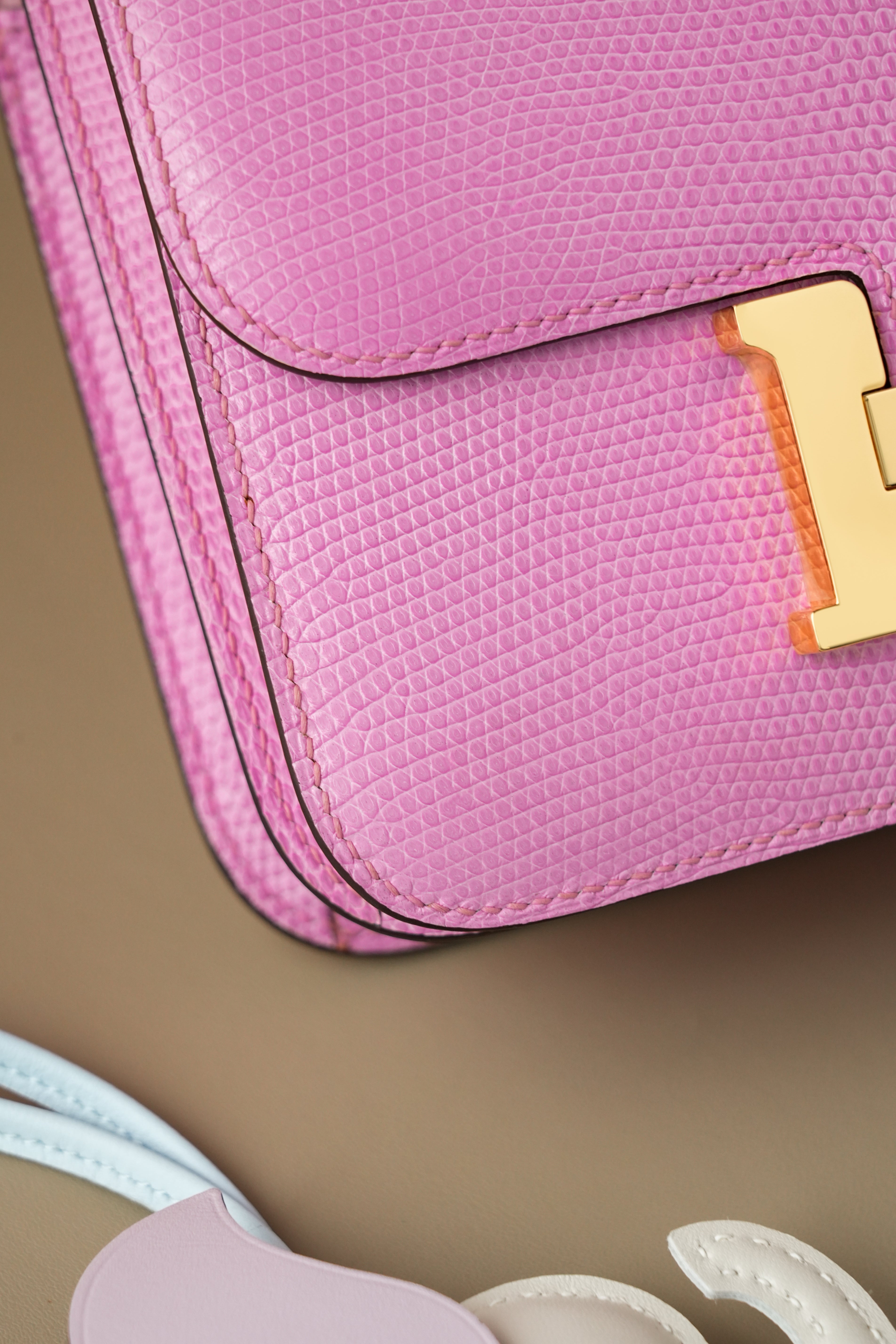 Constance- All Handmade Golden / Sliver Pink lizard leather