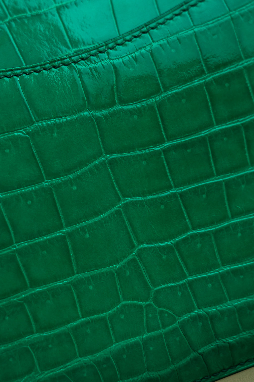 Constance- All Handmade Golden / Sliver Imperial Green Crocodile leather