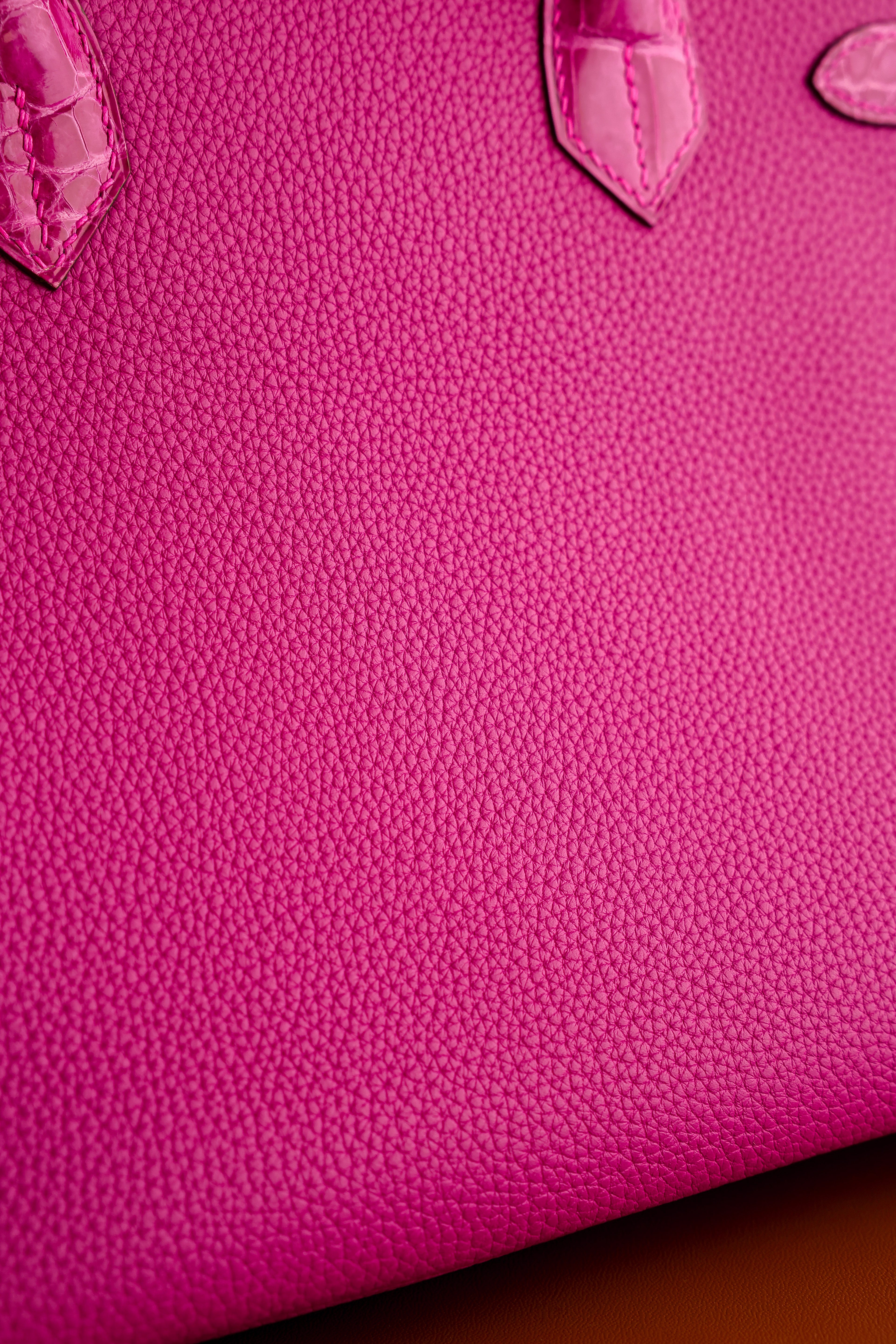 Birkin- All Handmade Golden / Sliver Rose purple swift/Crocodile leather