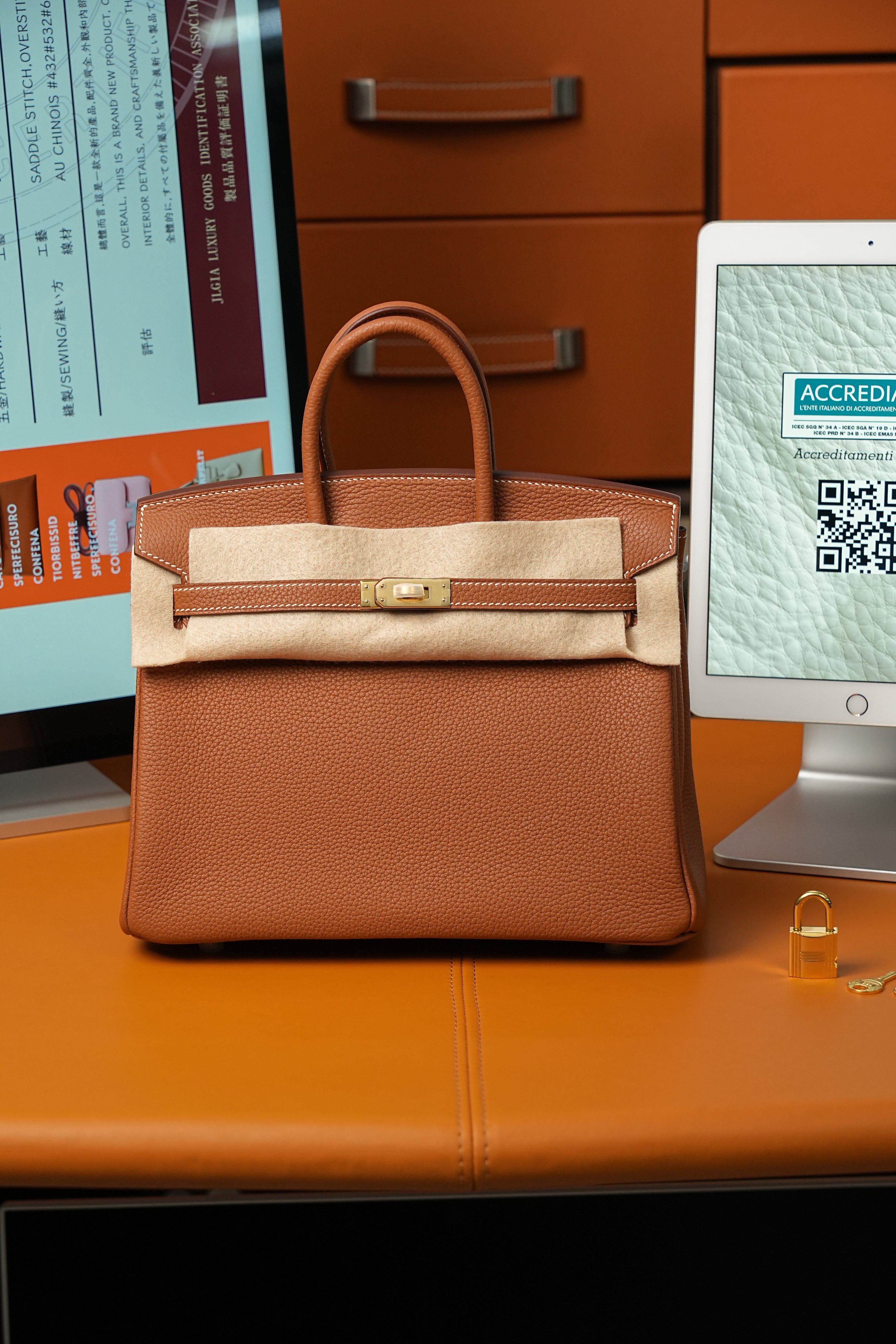 Birkin- All Handmade Golden / Sliver Golden brown swift leather