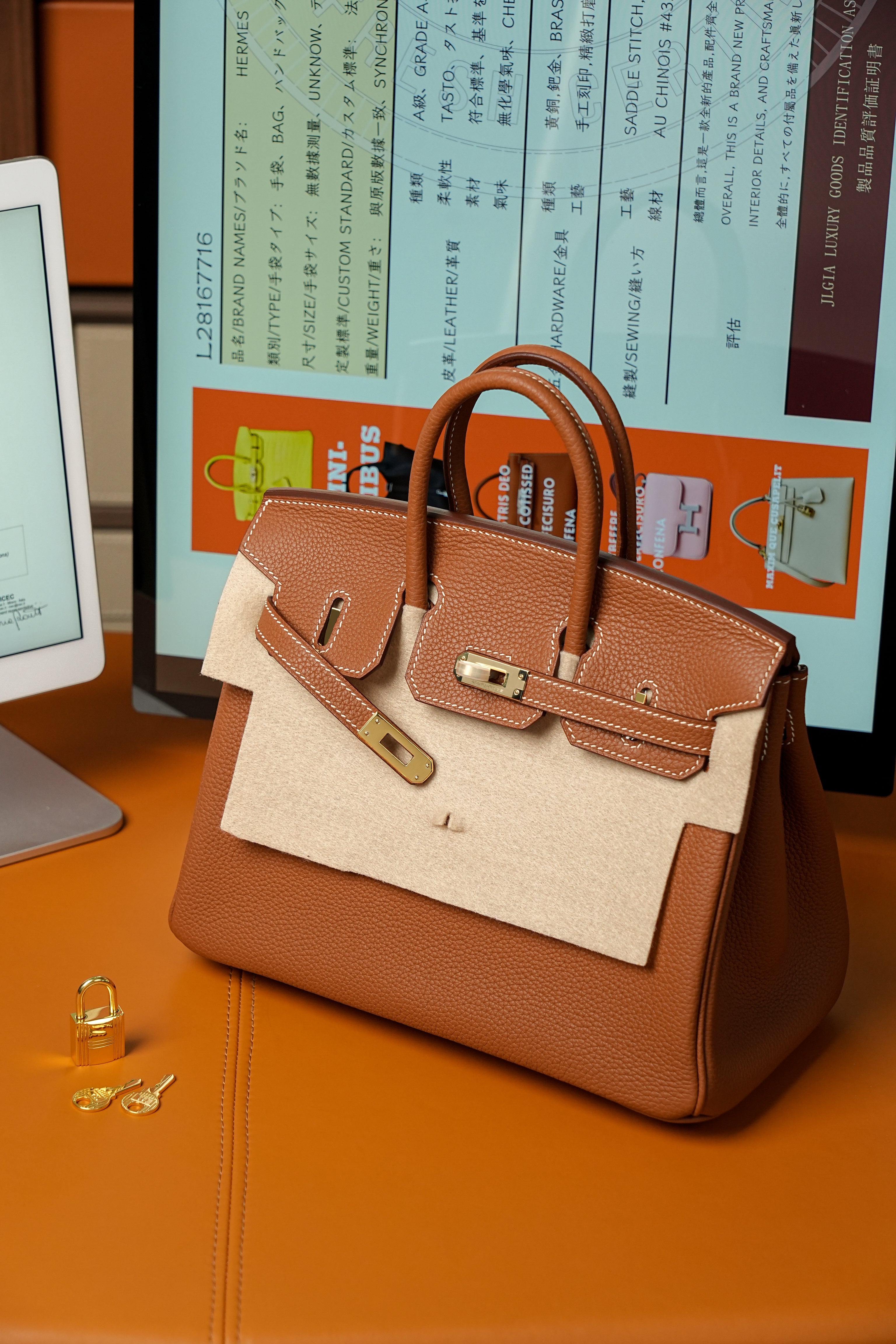 Birkin- All Handmade Golden / Sliver Golden brown swift leather