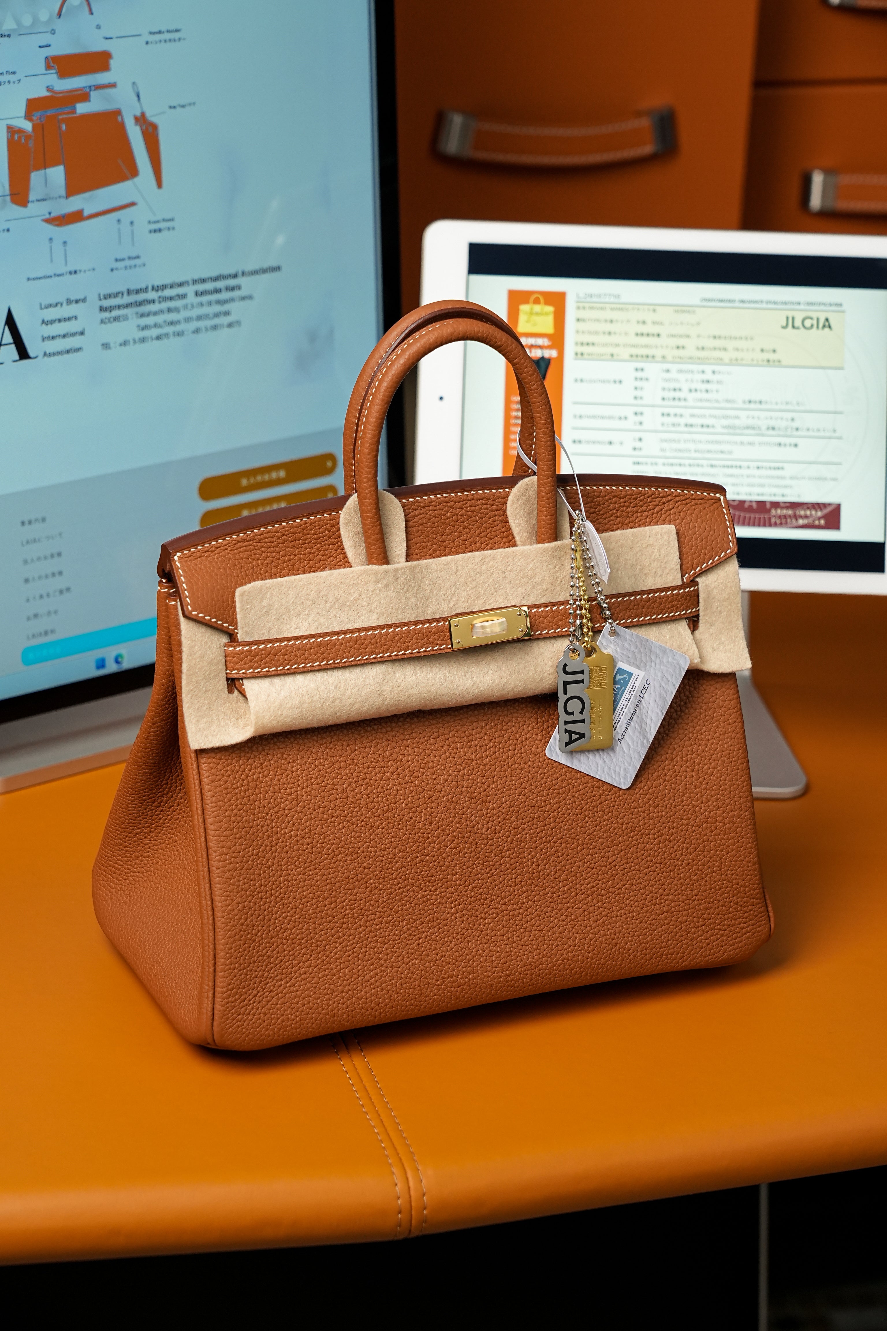 Birkin- All Handmade Golden / Sliver Golden brown swift leather