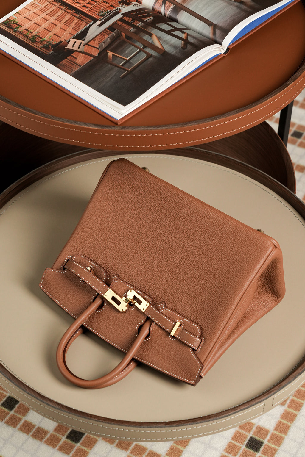 Birkin- All Handmade Golden / Sliver Golden brown swift leather