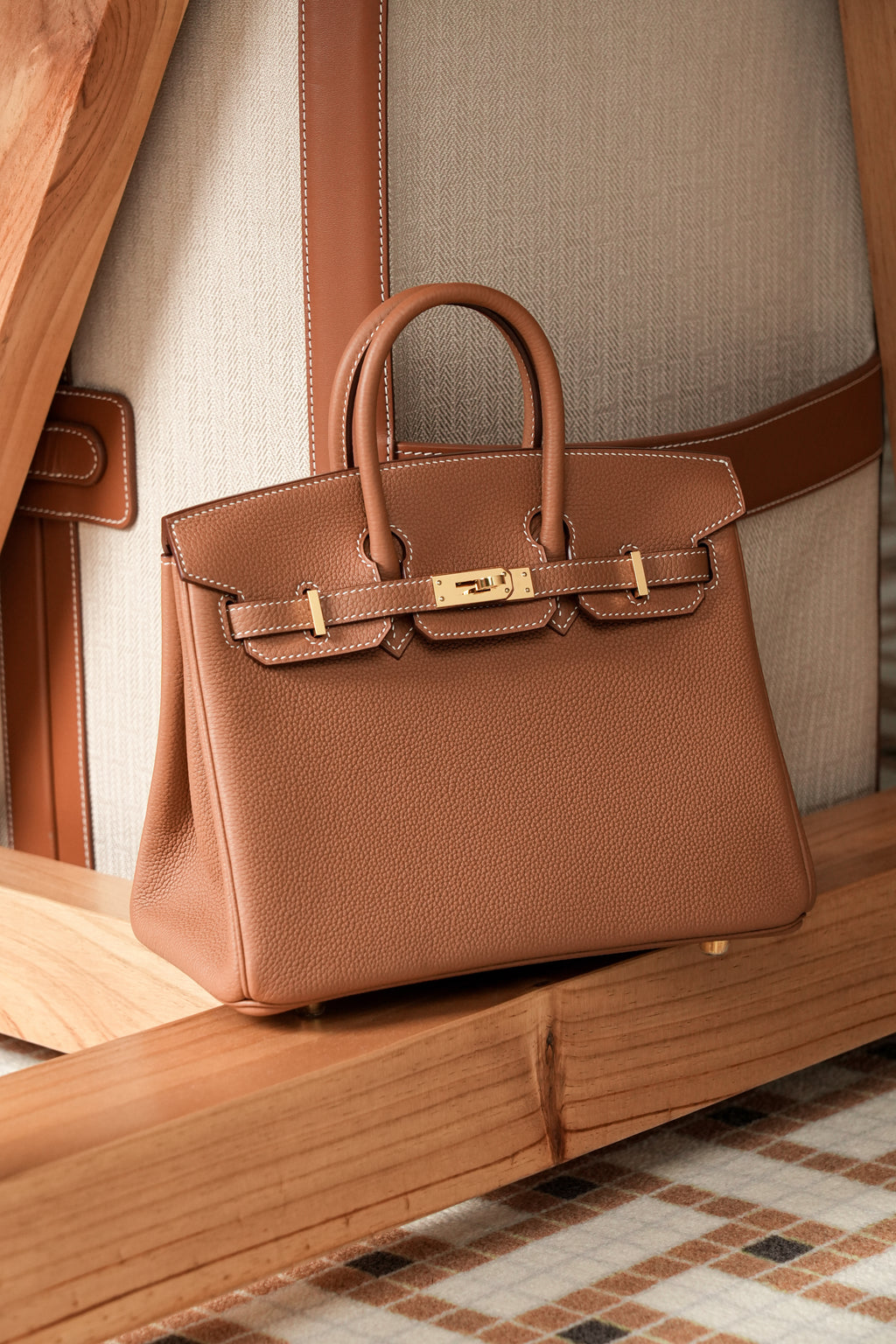 Birkin- All Handmade Golden / Sliver Golden brown swift leather