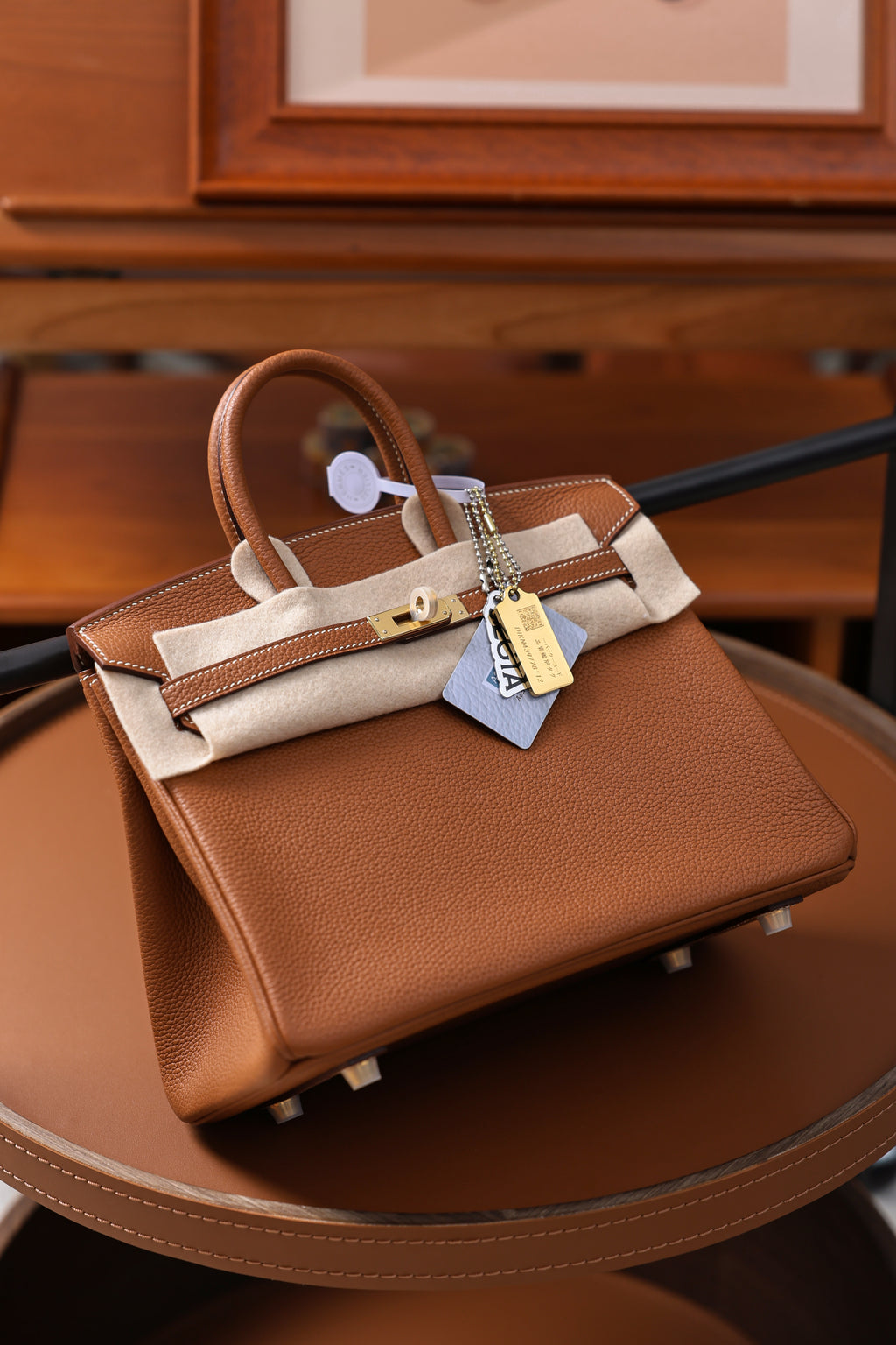 Birkin- All Handmade Golden / Sliver Golden brown swift leather