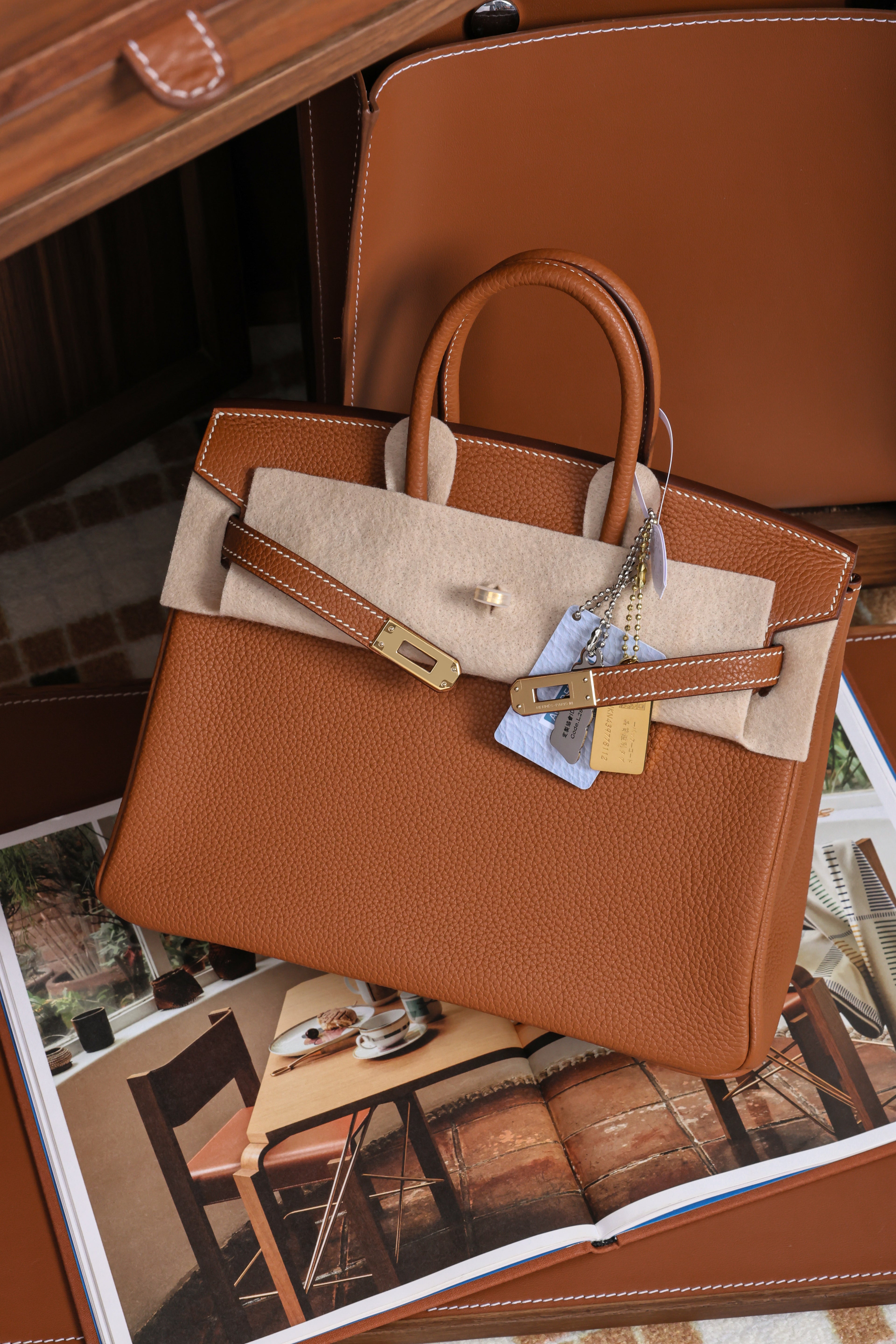 Birkin- All Handmade Golden / Sliver Golden brown swift leather
