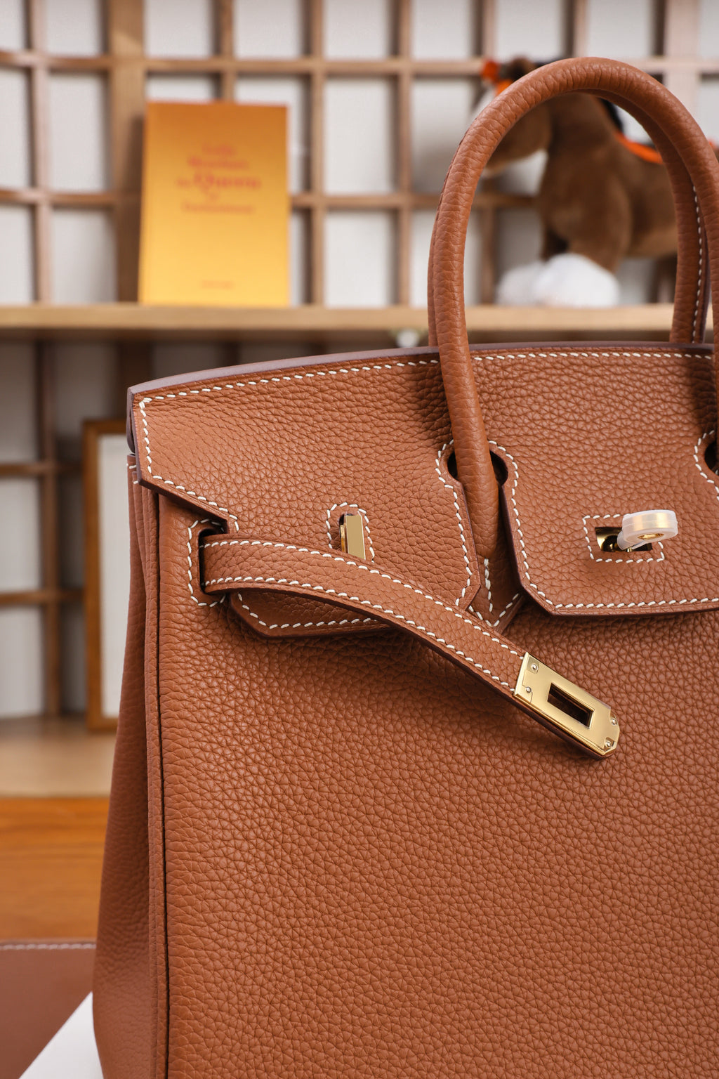 Birkin- All Handmade Golden / Sliver Golden brown swift leather