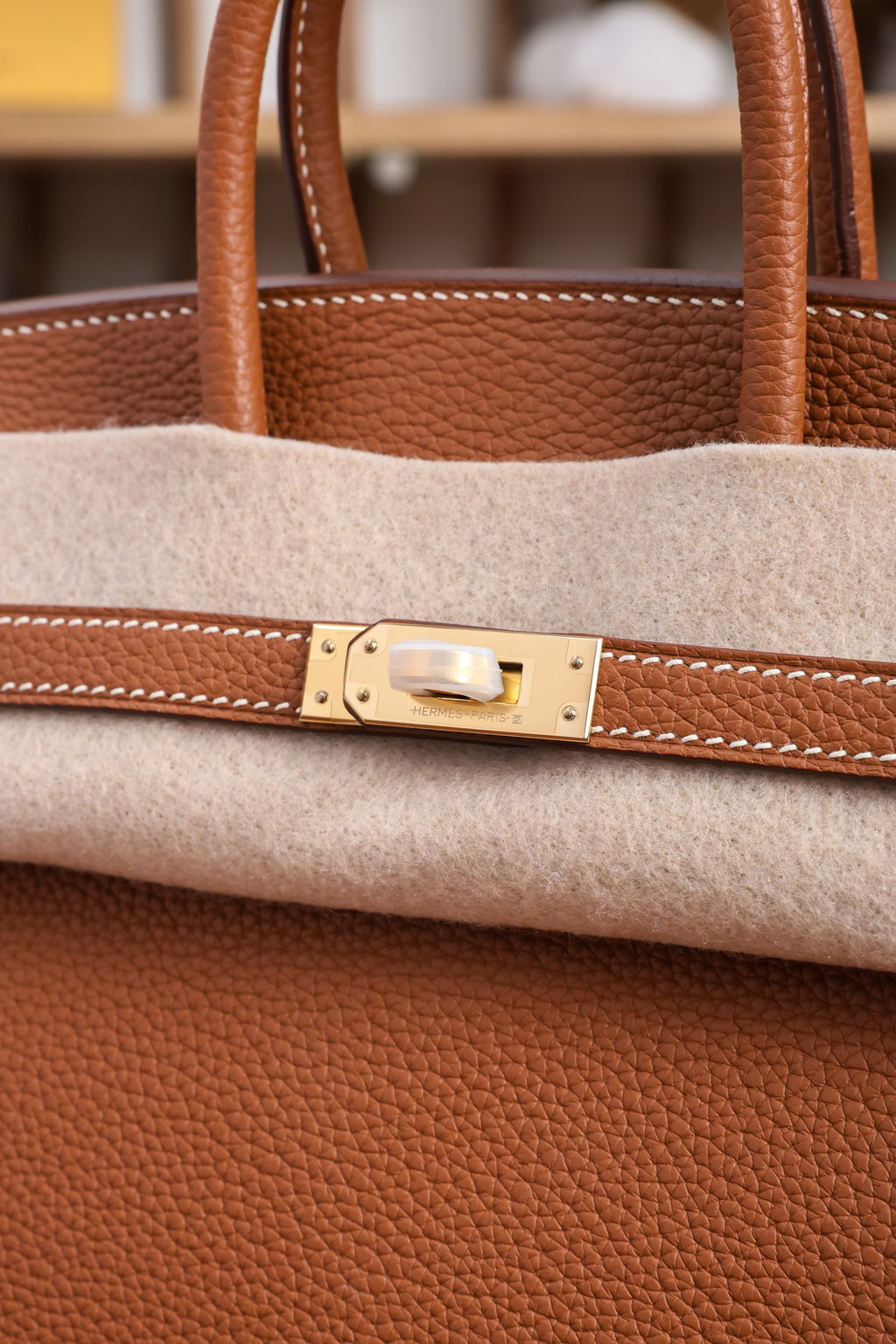 Birkin- All Handmade Golden / Sliver Golden brown swift leather