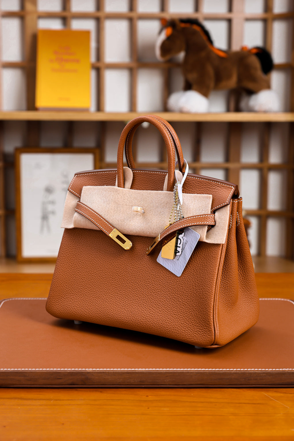 Birkin- All Handmade Golden / Sliver Golden brown swift leather
