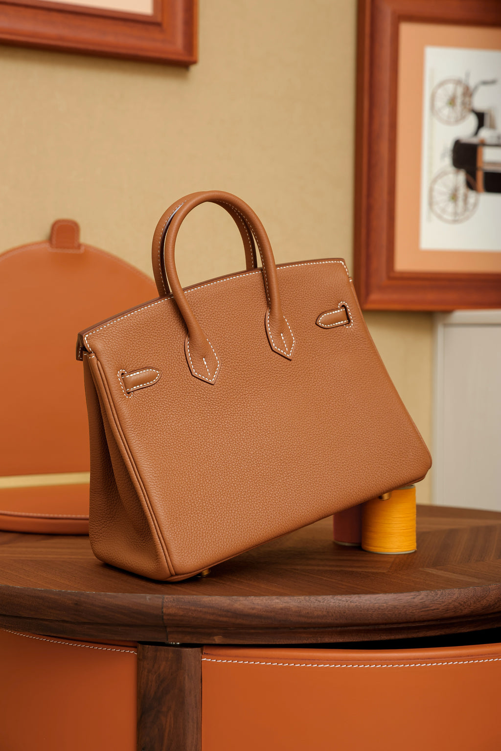 Birkin- All Handmade Golden / Sliver Golden brown swift leather