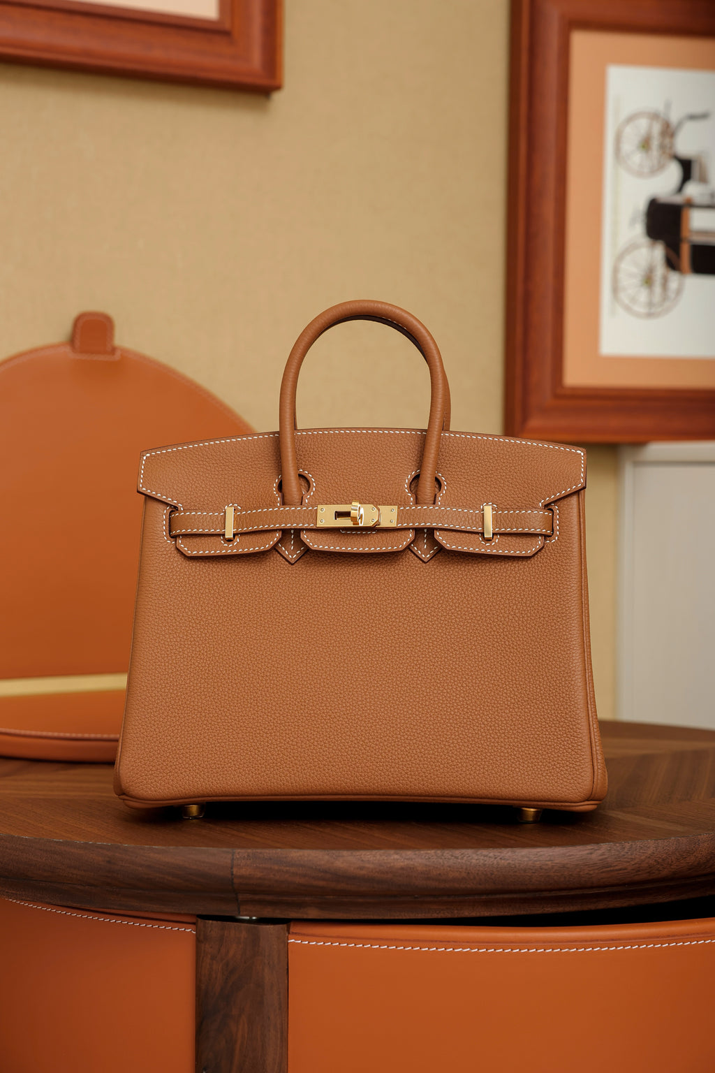 Birkin- All Handmade Golden / Sliver Golden brown swift leather