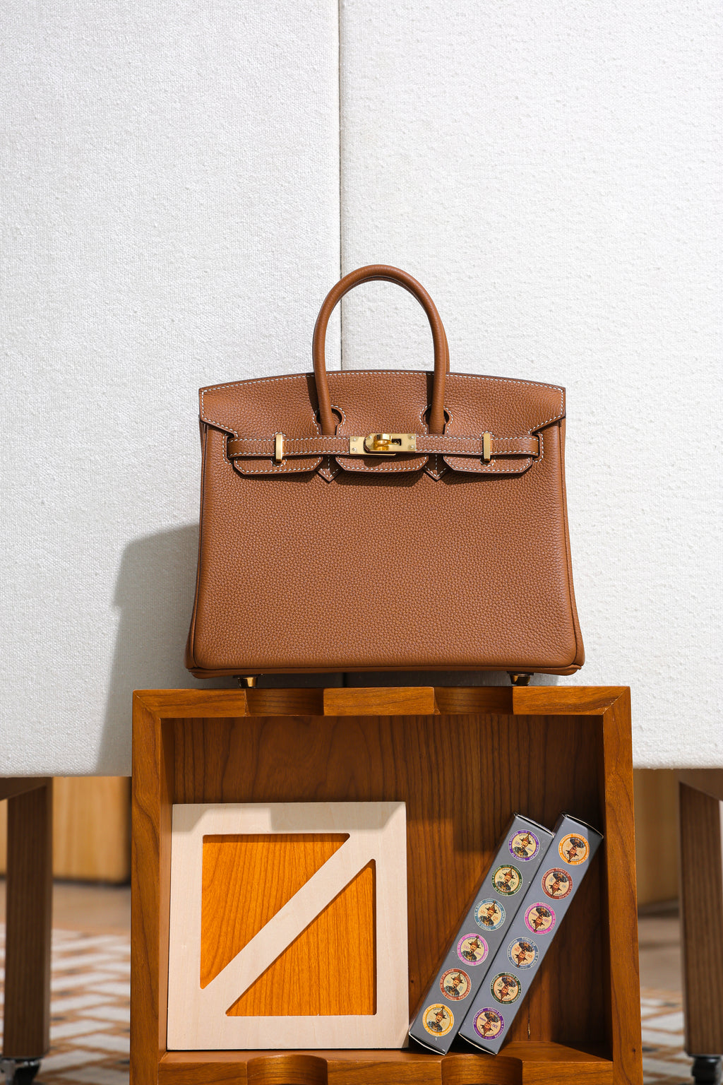 Birkin- All Handmade Golden / Sliver Golden brown swift leather