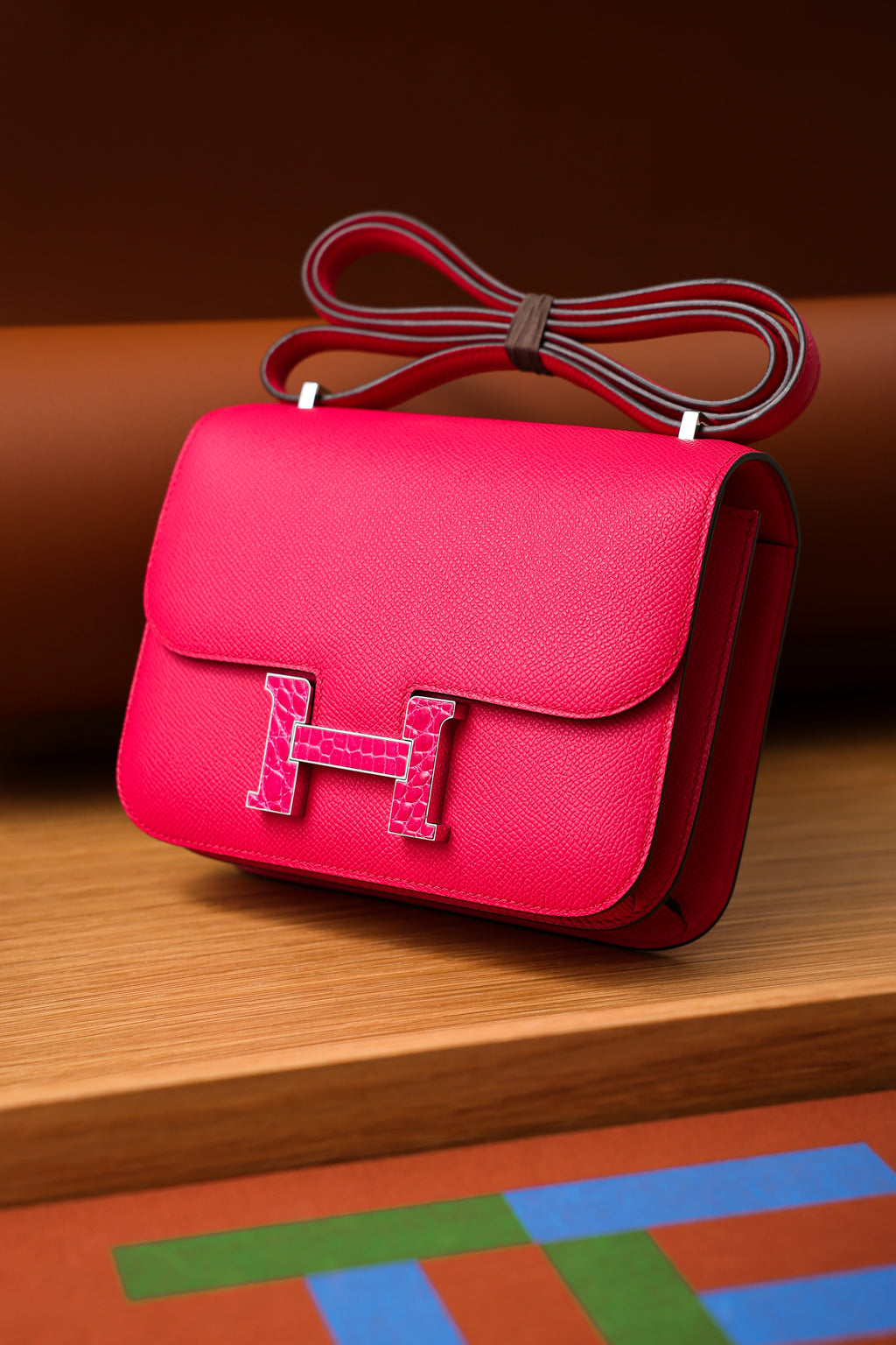 Constance- All Handmade Golden / Sliver Hardware Rose Lipsur Ep/Crocodile eather