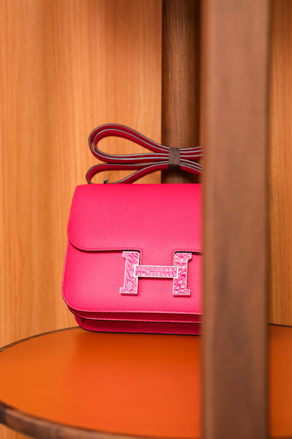 Constance- All Handmade Golden / Sliver Hardware Rose Lipsur Ep/Crocodile eather