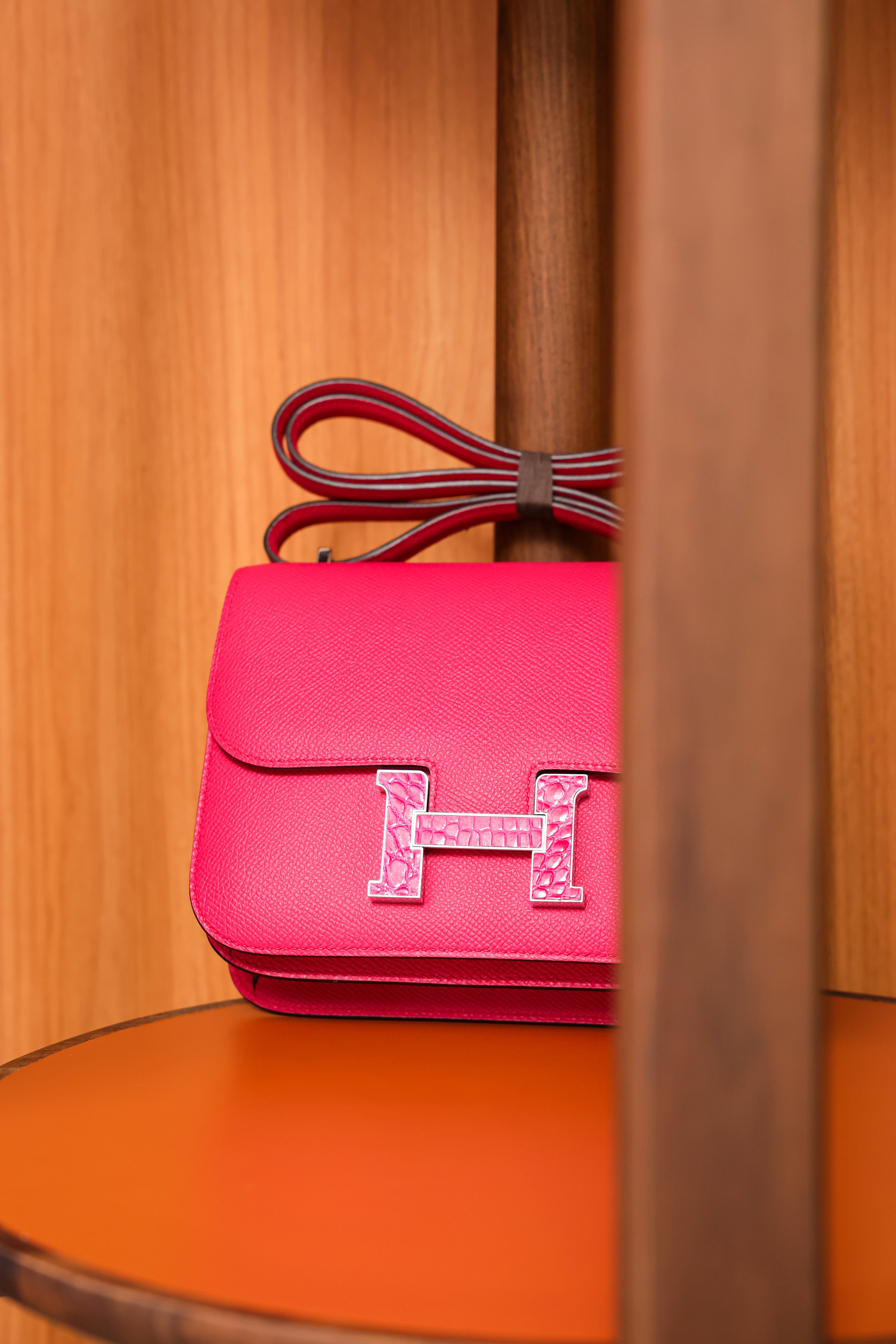 Constance- All Handmade Golden / Sliver Hardware Rose Lipsur Ep/Crocodile eather