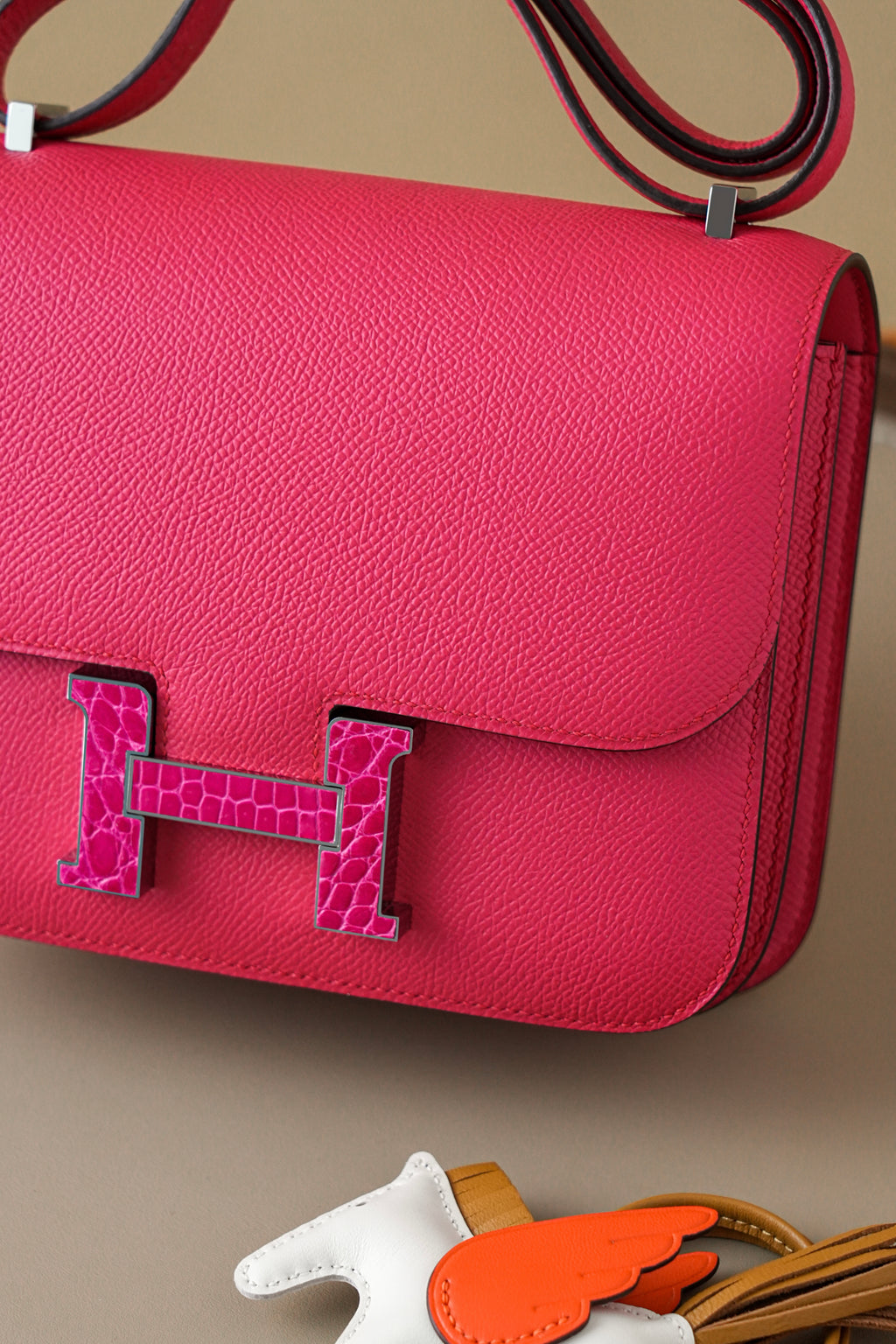 Constance- All Handmade Golden / Sliver Hardware Rose Lipsur Ep/Crocodile eather