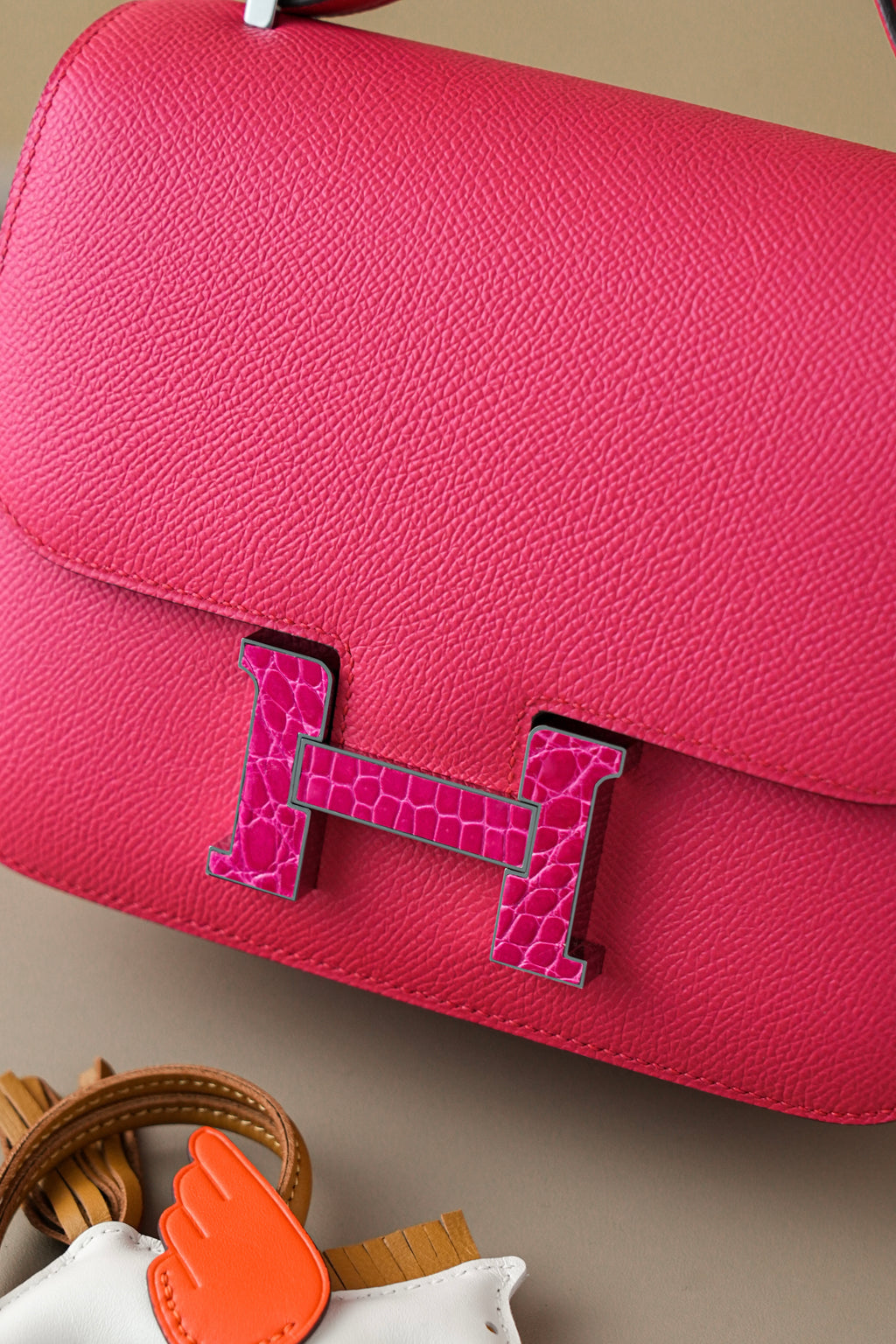 Constance- All Handmade Golden / Sliver Hardware Rose Lipsur Ep/Crocodile eather