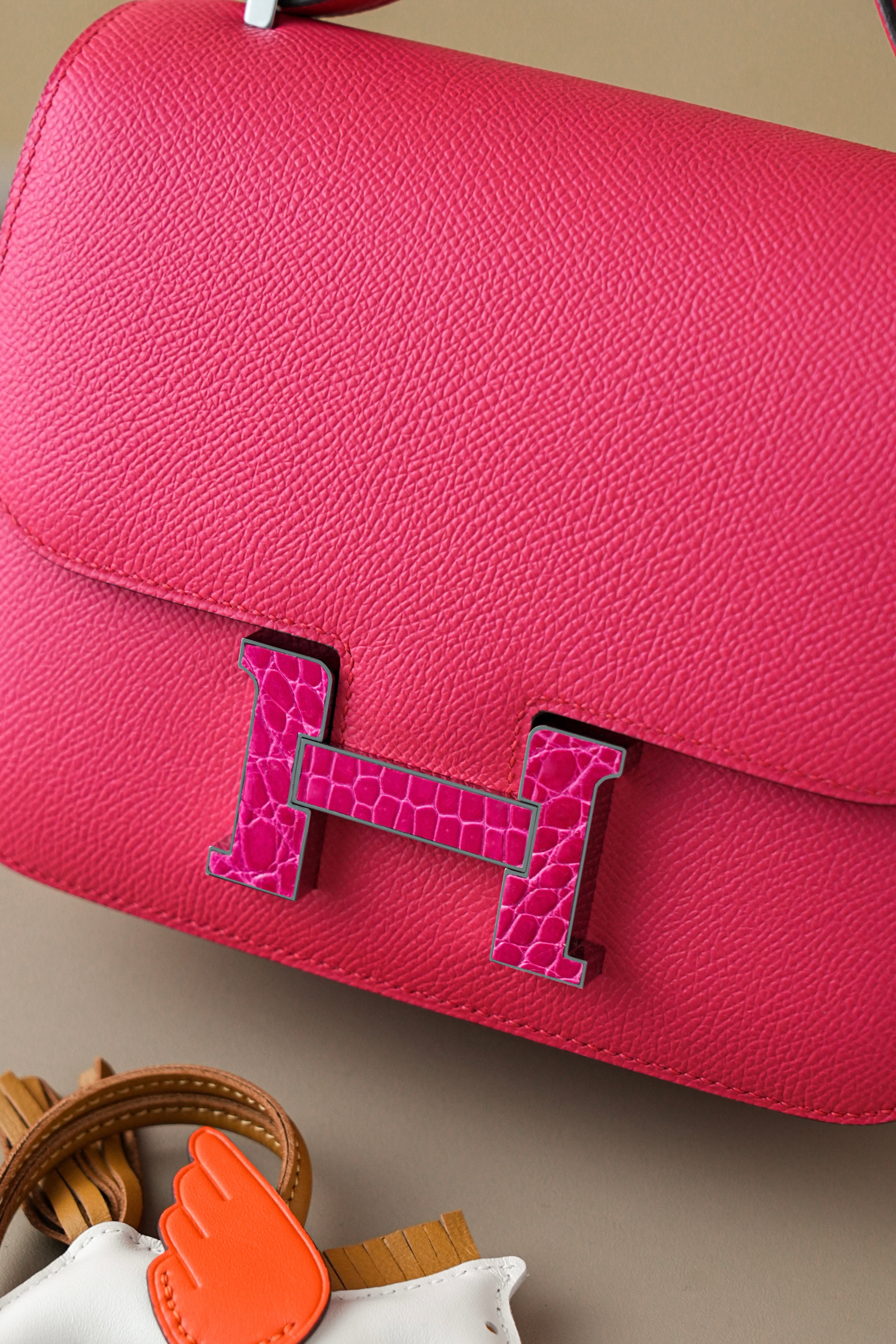 Constance- All Handmade Golden / Sliver Hardware Rose Lipsur Ep/Crocodile eather