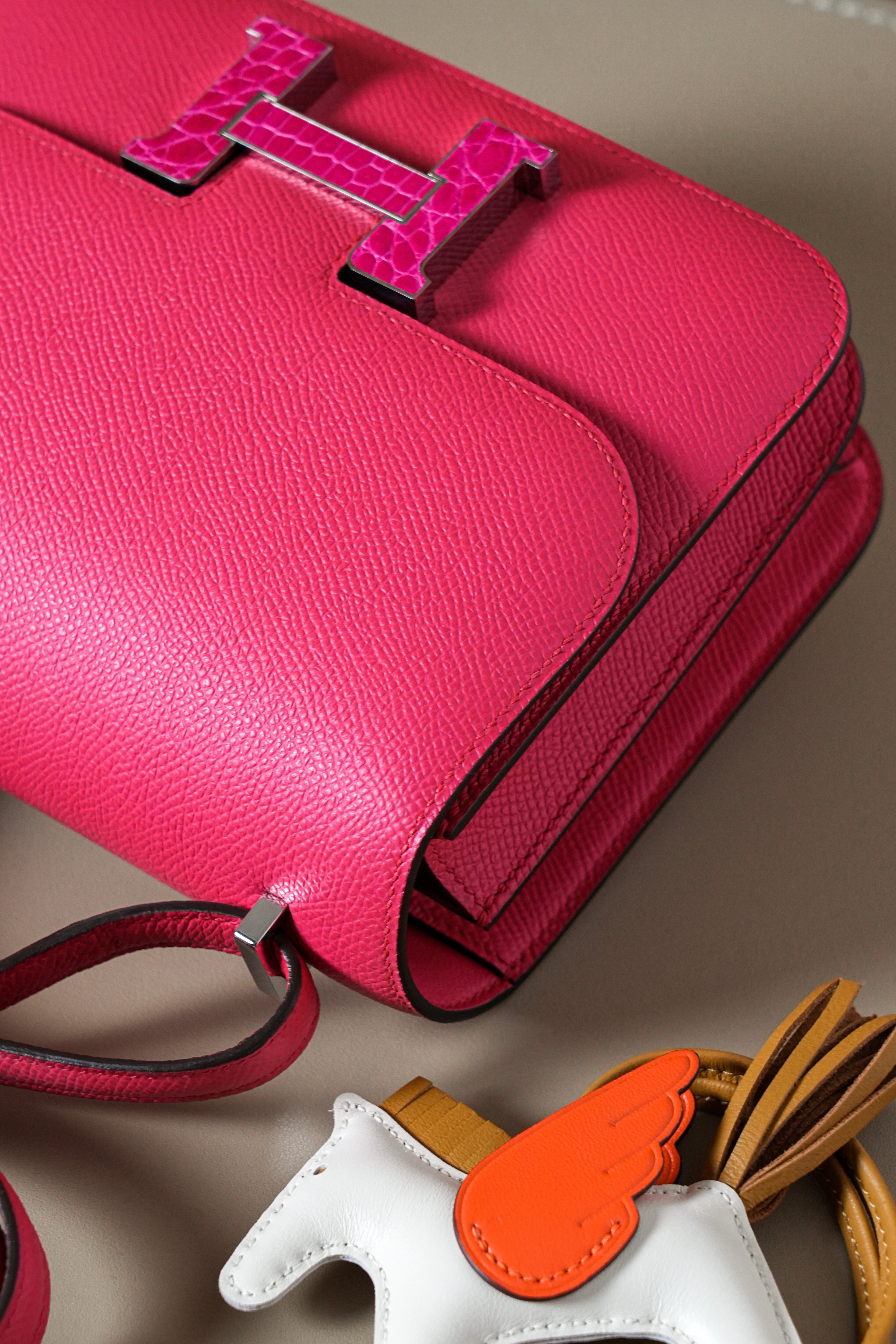 Constance- All Handmade Golden / Sliver Hardware Rose Lipsur Ep/Crocodile eather