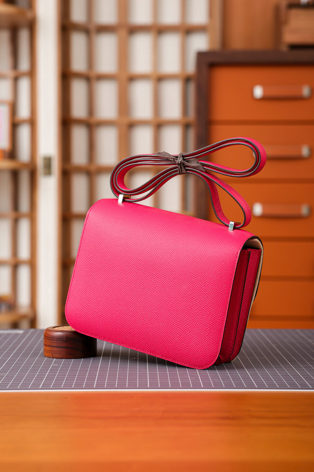 Constance- All Handmade Golden / Sliver Hardware Rose Lipsur Ep/Crocodile eather