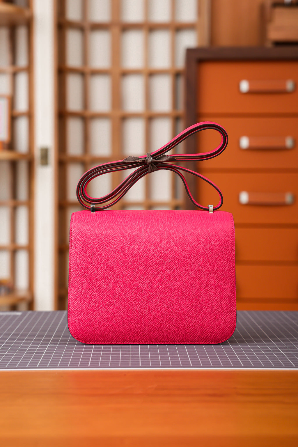 Constance- All Handmade Golden / Sliver Hardware Rose Lipsur Ep/Crocodile eather