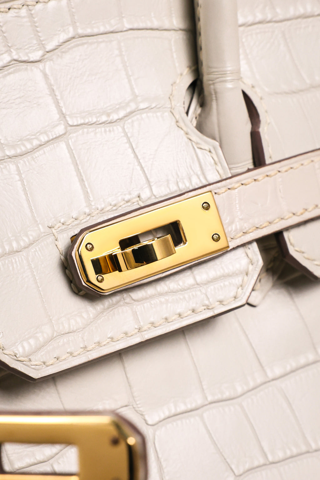 BK-2024 All Handmade Golden / Sliver Hardware Blanc Matte Nile crocodile leather