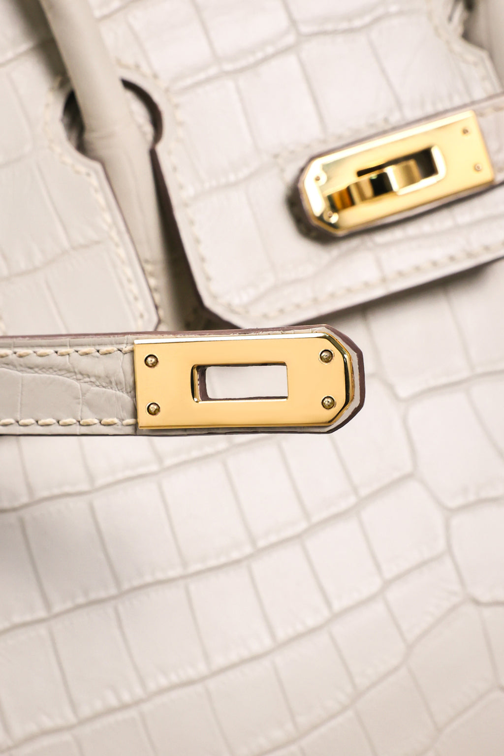 BK-2024 All Handmade Golden / Sliver Hardware Blanc Matte Nile crocodile leather