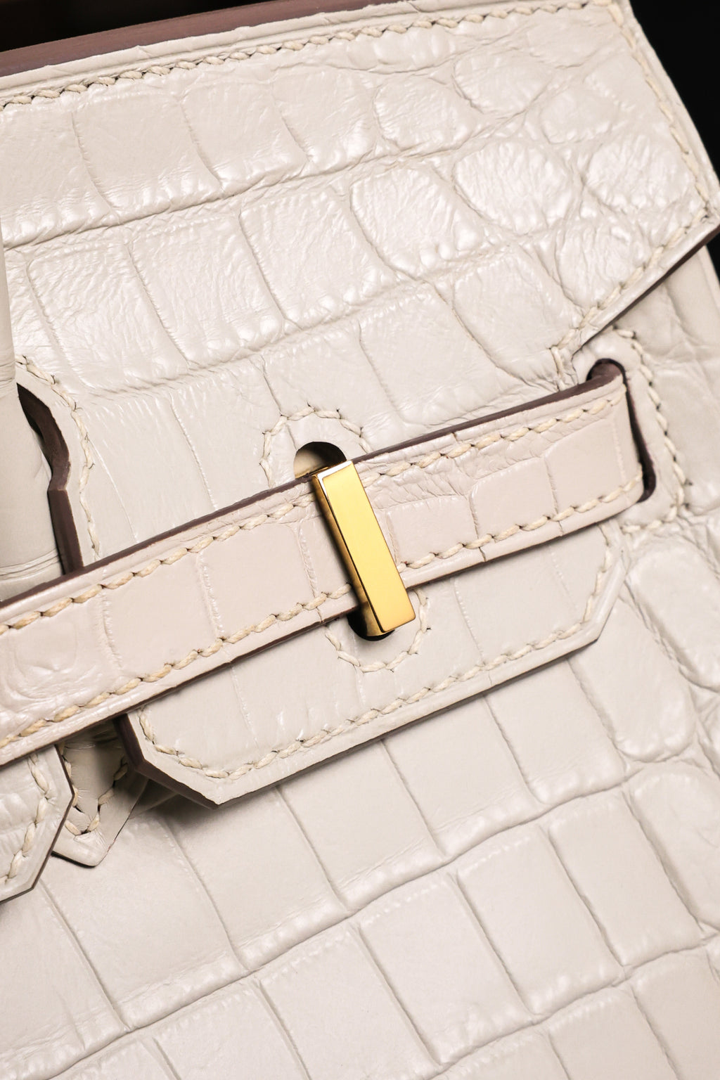 BK-2024 All Handmade Golden / Sliver Hardware Blanc Matte Nile crocodile leather