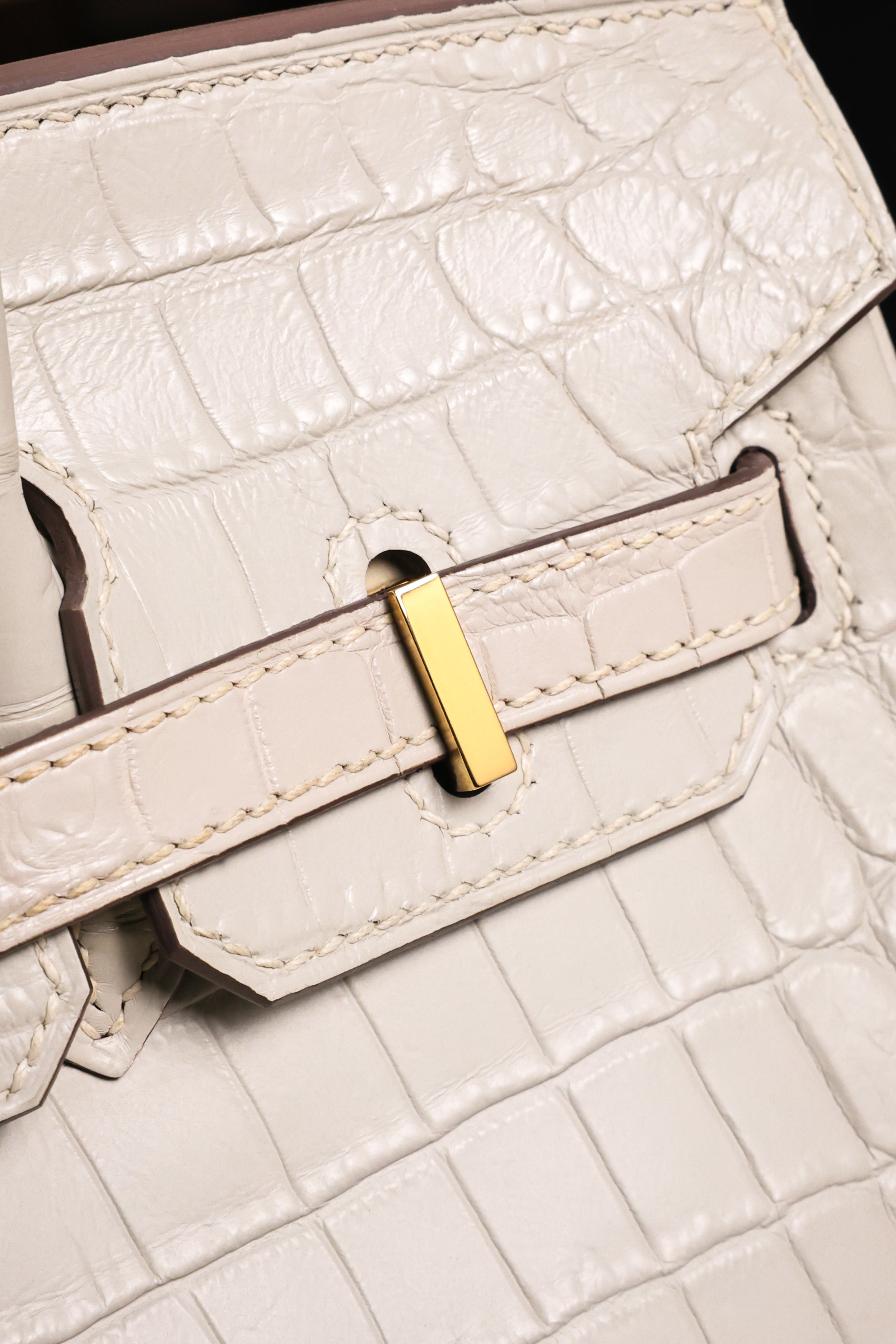 BK-2024 All Handmade Golden / Sliver Hardware Blanc Matte Nile crocodile leather