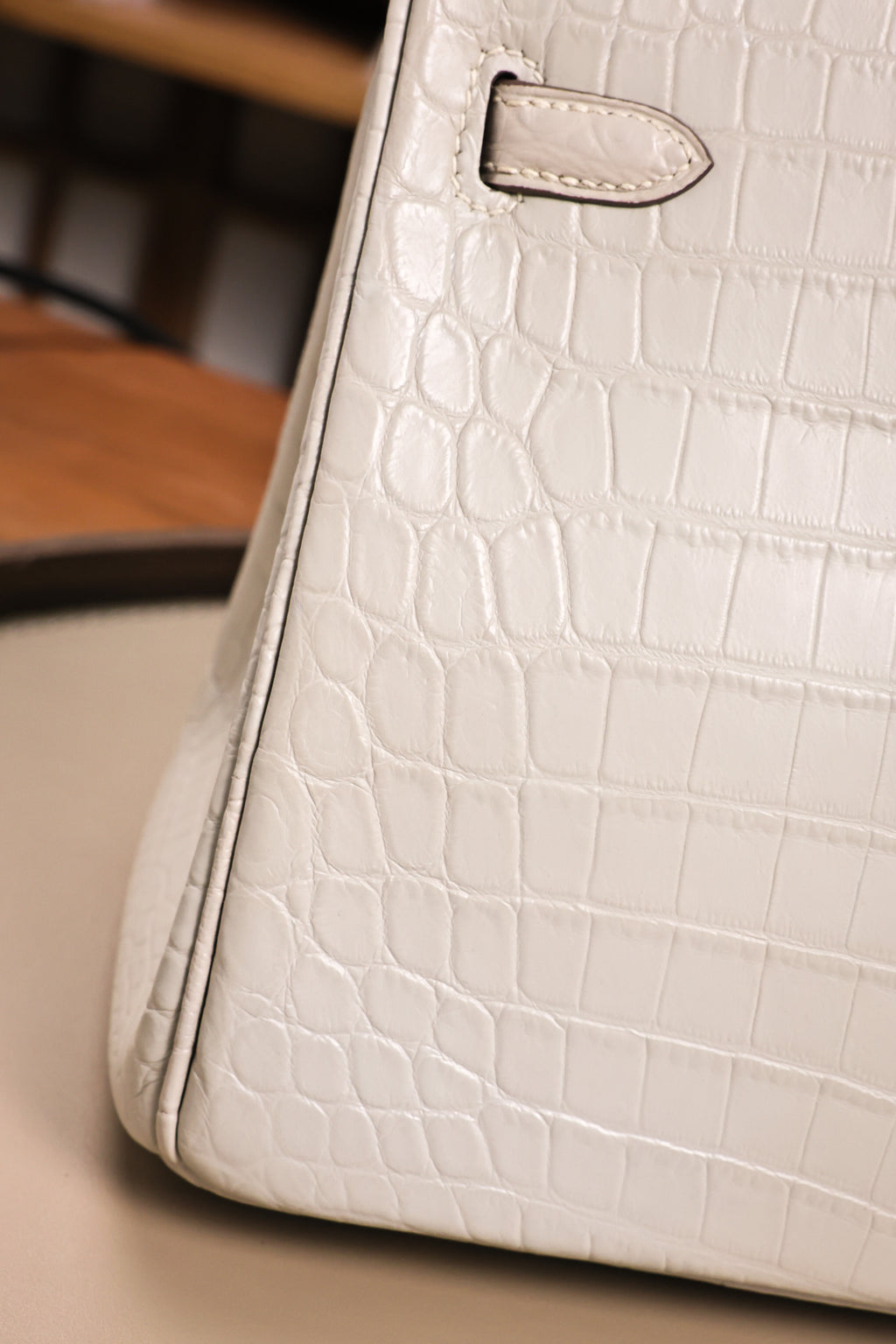 BK-2024 All Handmade Golden / Sliver Hardware Blanc Matte Nile crocodile leather