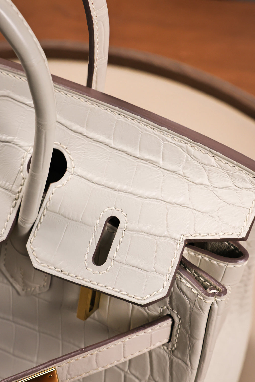 BK-2024 All Handmade Golden / Sliver Hardware Blanc Matte Nile crocodile leather