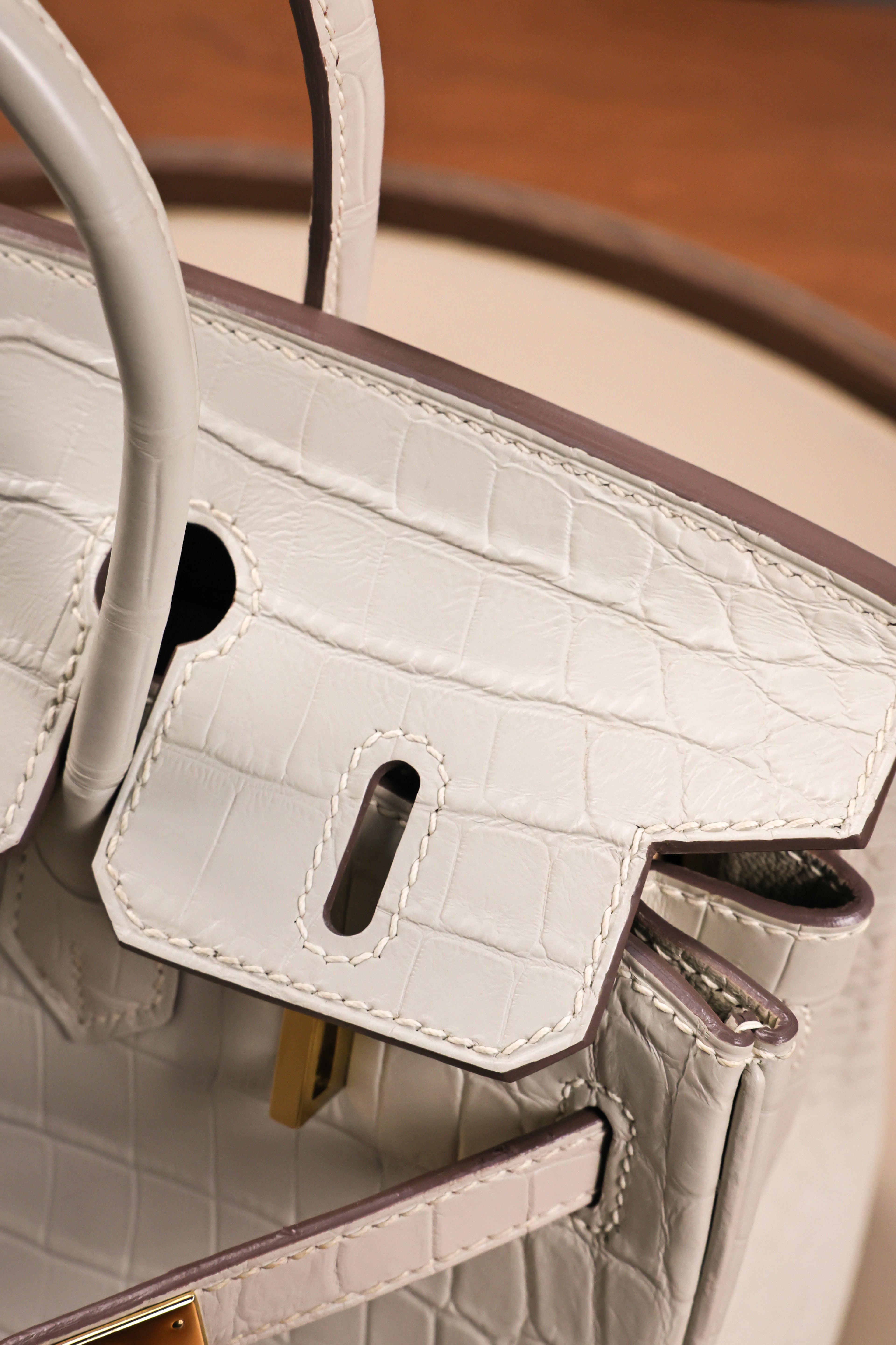 BK-2024 All Handmade Golden / Sliver Hardware Blanc Matte Nile crocodile leather