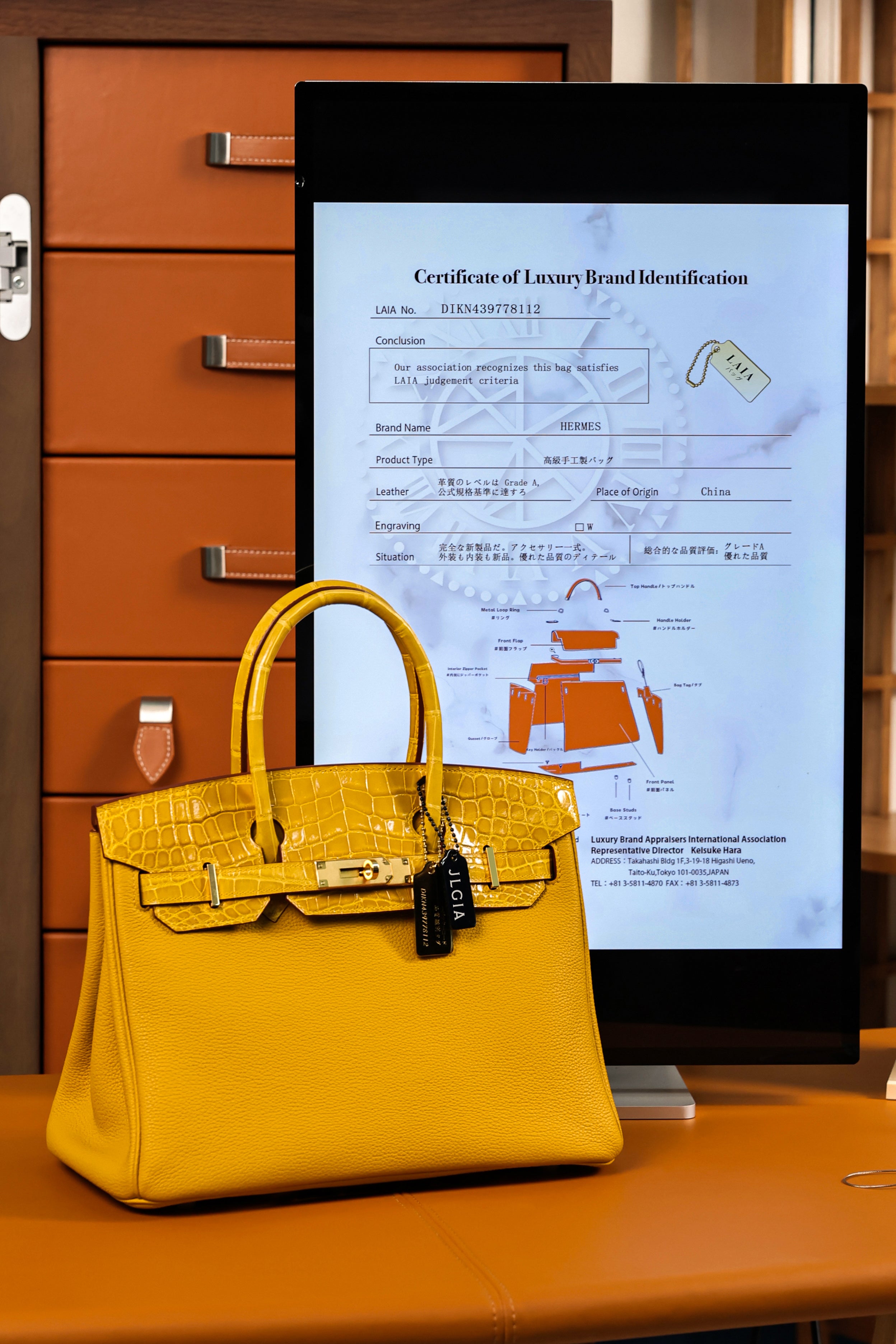 Birkin- All Handmade Golden / Sliver Amber yellow Crocodile/togo leather