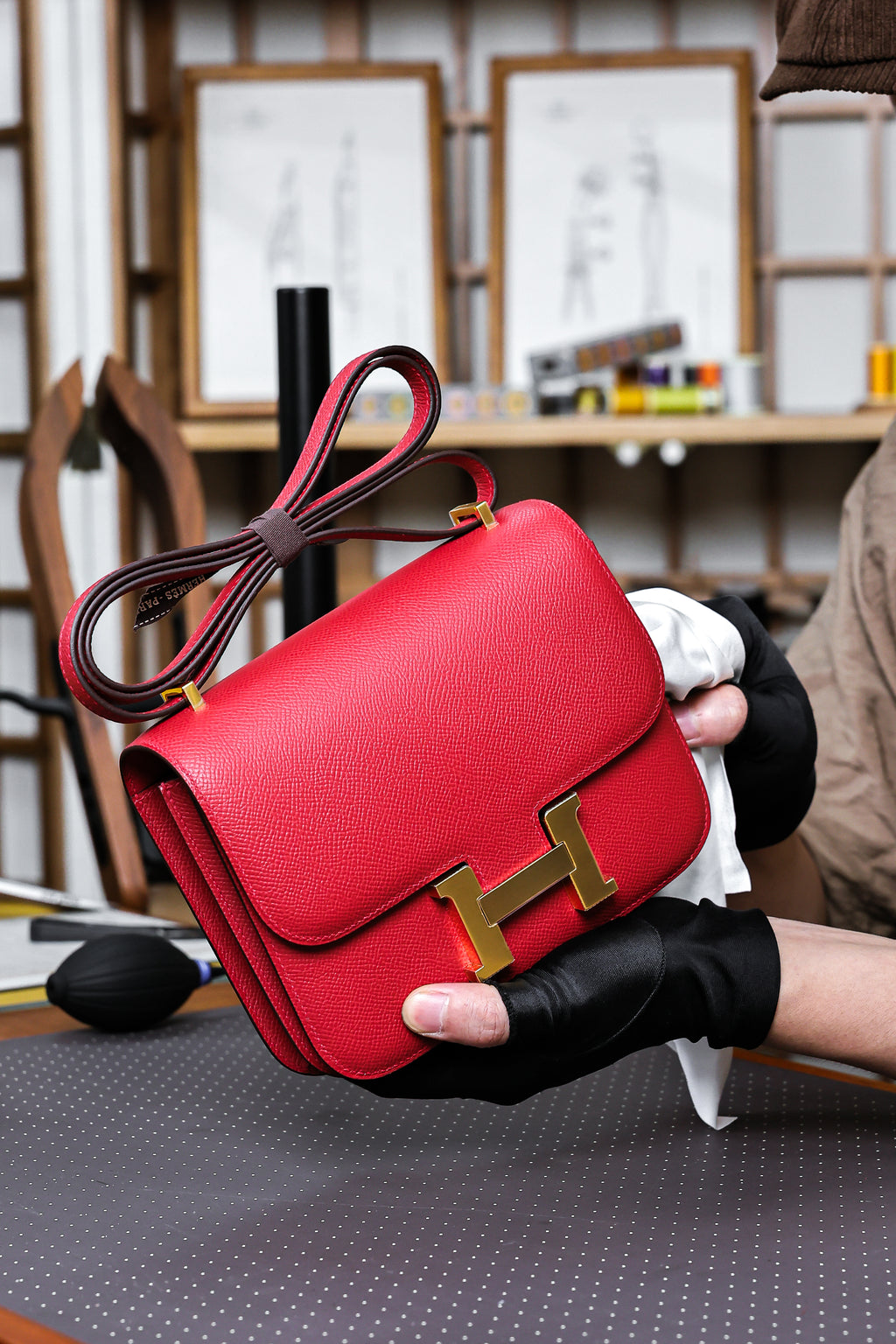 Constance- All Handmade Golden / Sliver Hardware  Rouge Casaque Ep eather