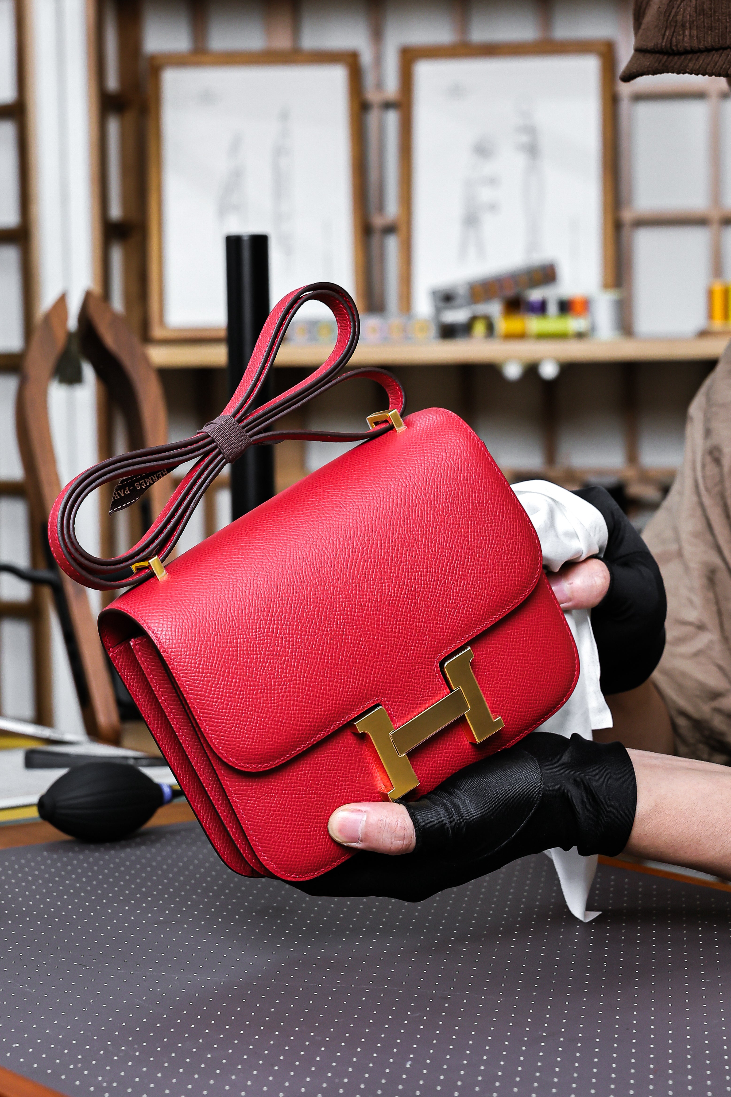 Constance- All Handmade Golden / Sliver Hardware  Rouge Casaque Ep eather