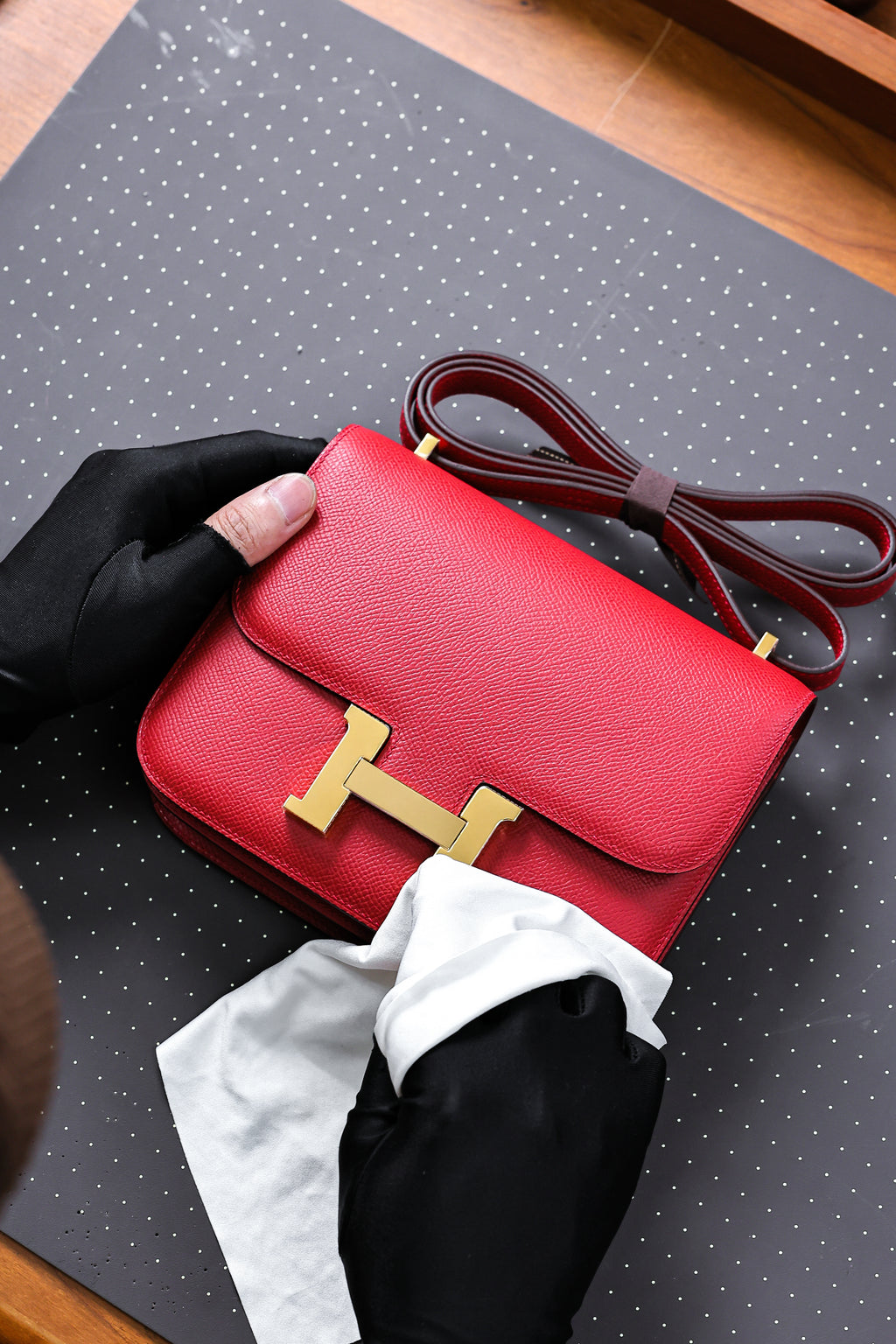 Constance- All Handmade Golden / Sliver Hardware  Rouge Casaque Ep eather